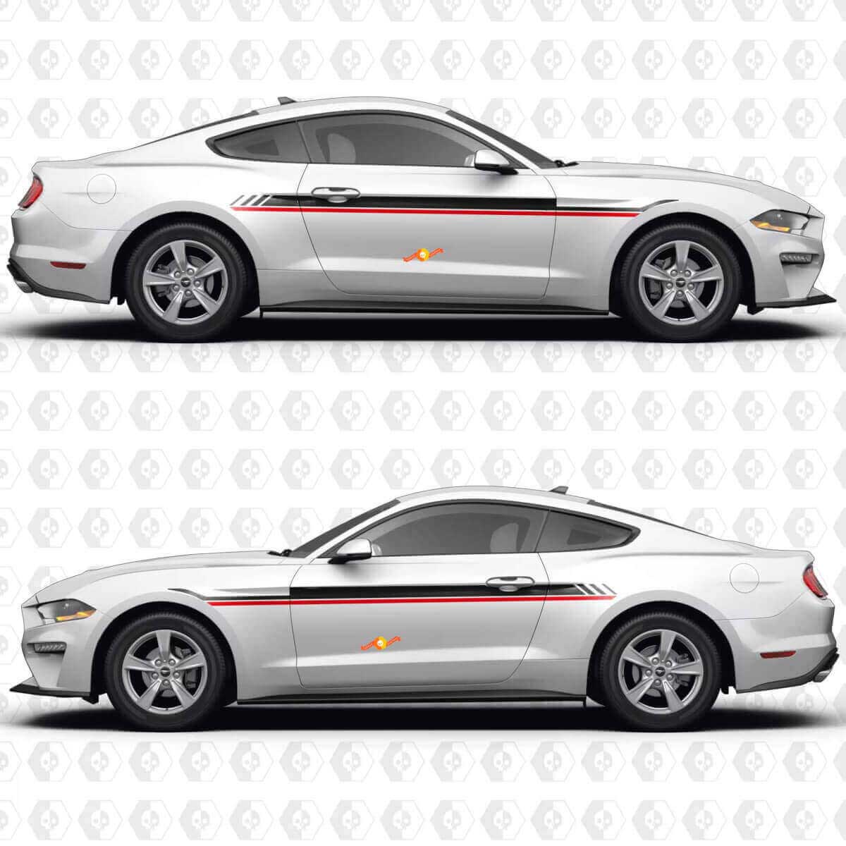 Kit di adesivi in vinile con strisce laterali da corsa doppie per Musclecar Musclecarmodel S550