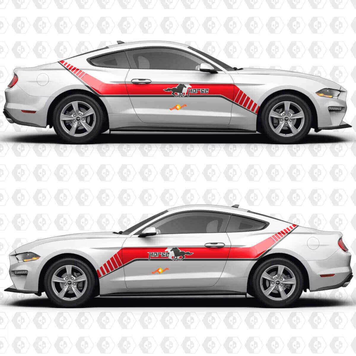 Adesivo in vinile con striscia offset Horse per porte laterali per Musclecar Musclecarmodel