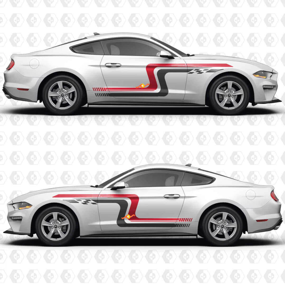 Adesivo Vinilico Vintage Racing Blocks per Portiere Laterali per Musclecar Musclecarmodel