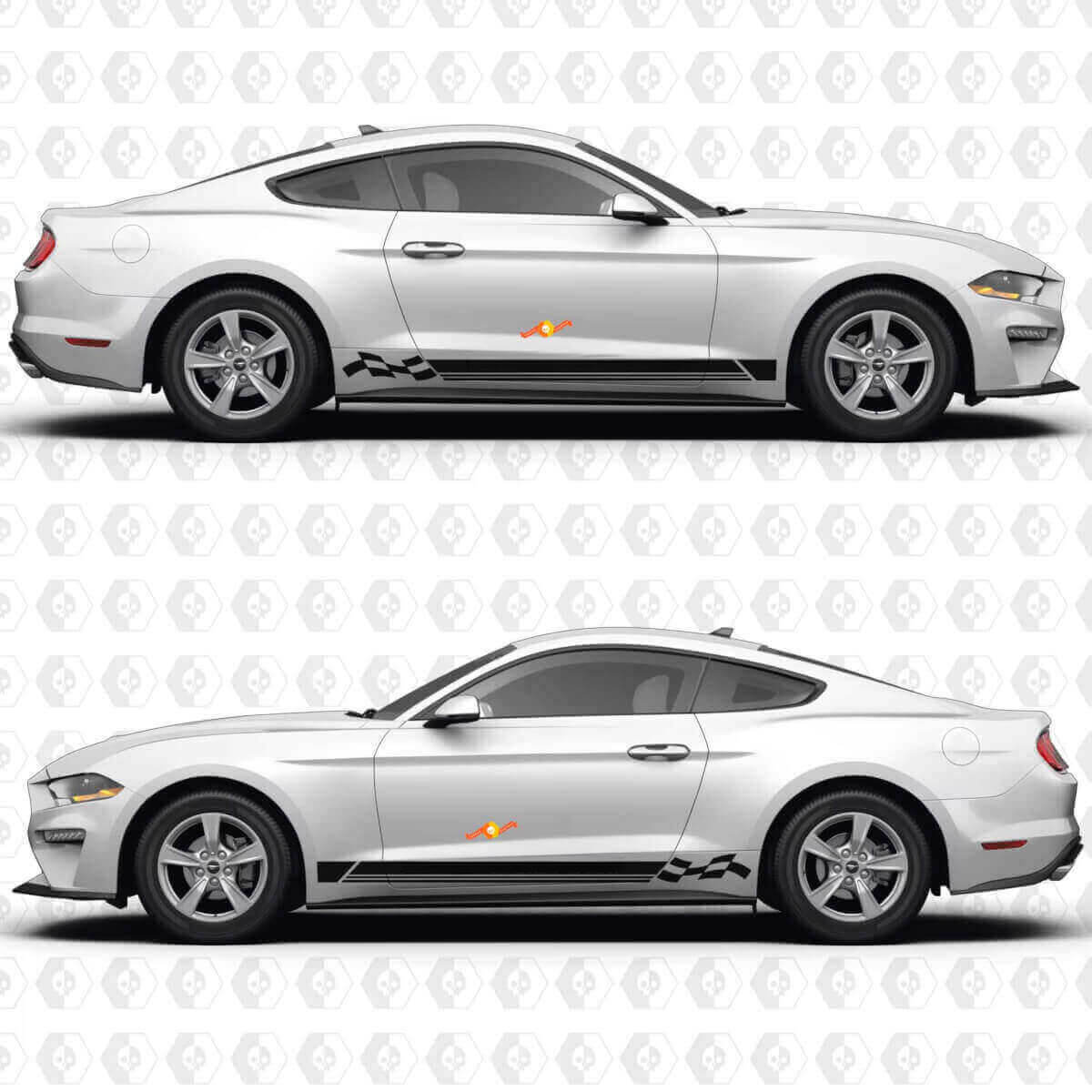 Adesivo Vinile con Strisce Speciali da Corsa Triple Laterali per Porta California per Musclecar Musclecarmodel