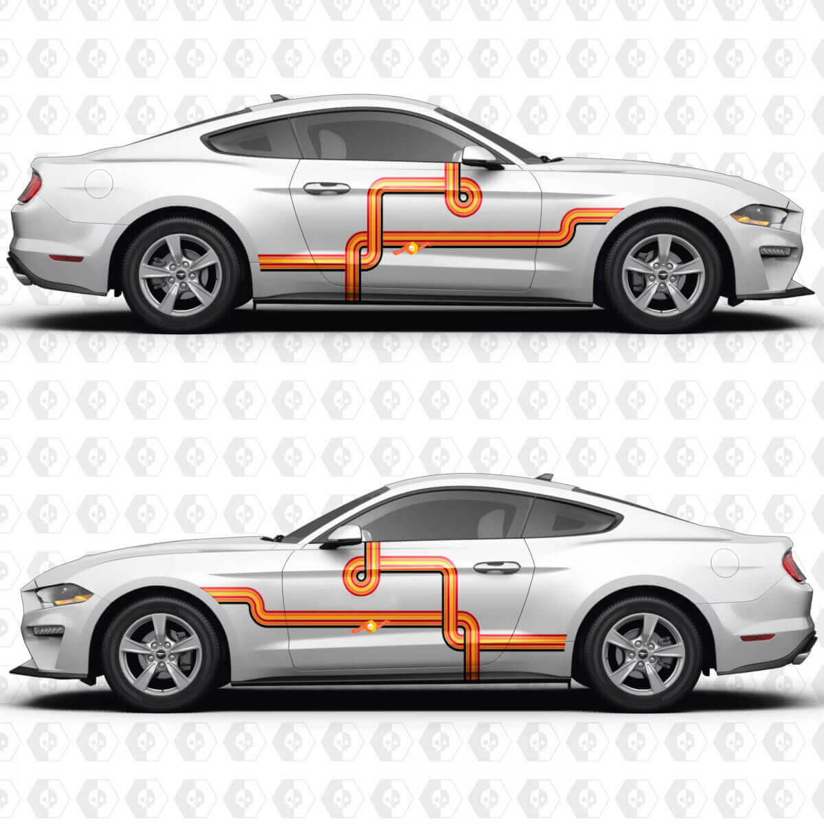 Adesivo vinile grafico a strisce laterali Old School per porta per Musclecar Musclecarmodel