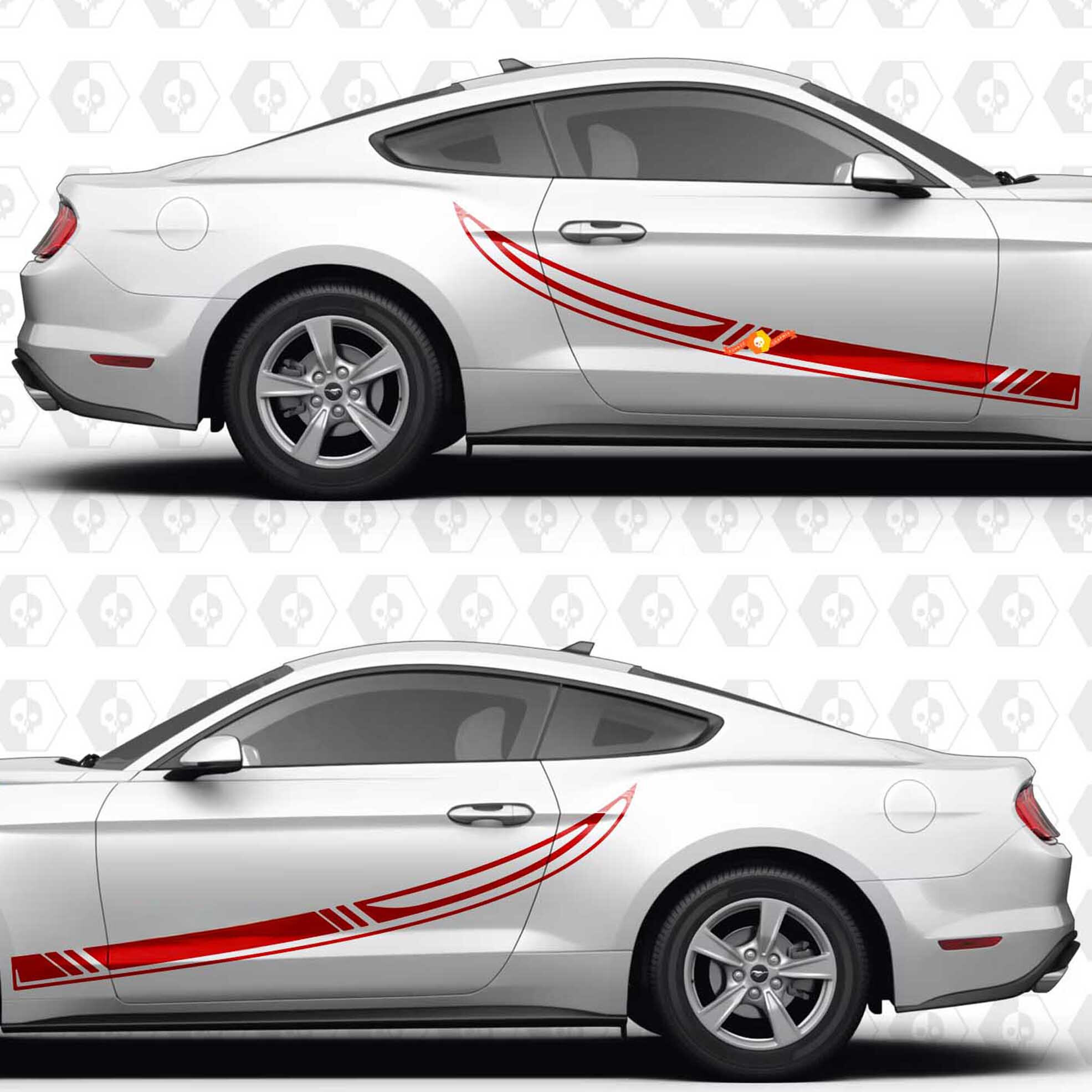 Adesivo Vinile Strisce da Corsa Laterali per Porta Ford Mustang