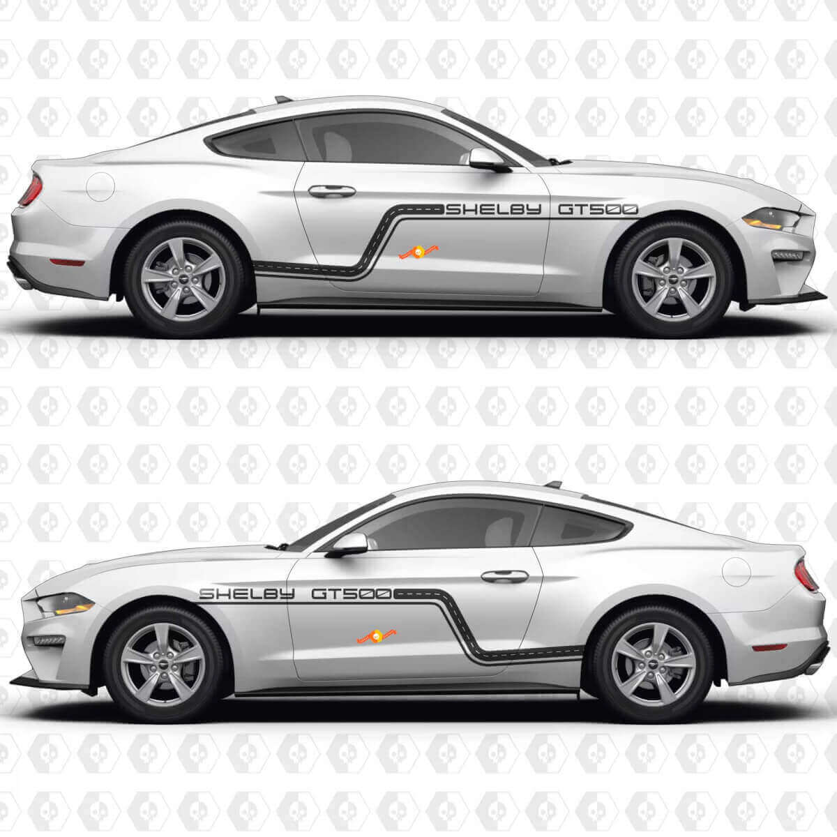 Kit di Adesivi in Vinile per Porta Laterale con Striscia Ispirata alla GT500 Track per Musclecar Musclecarmodel GT500