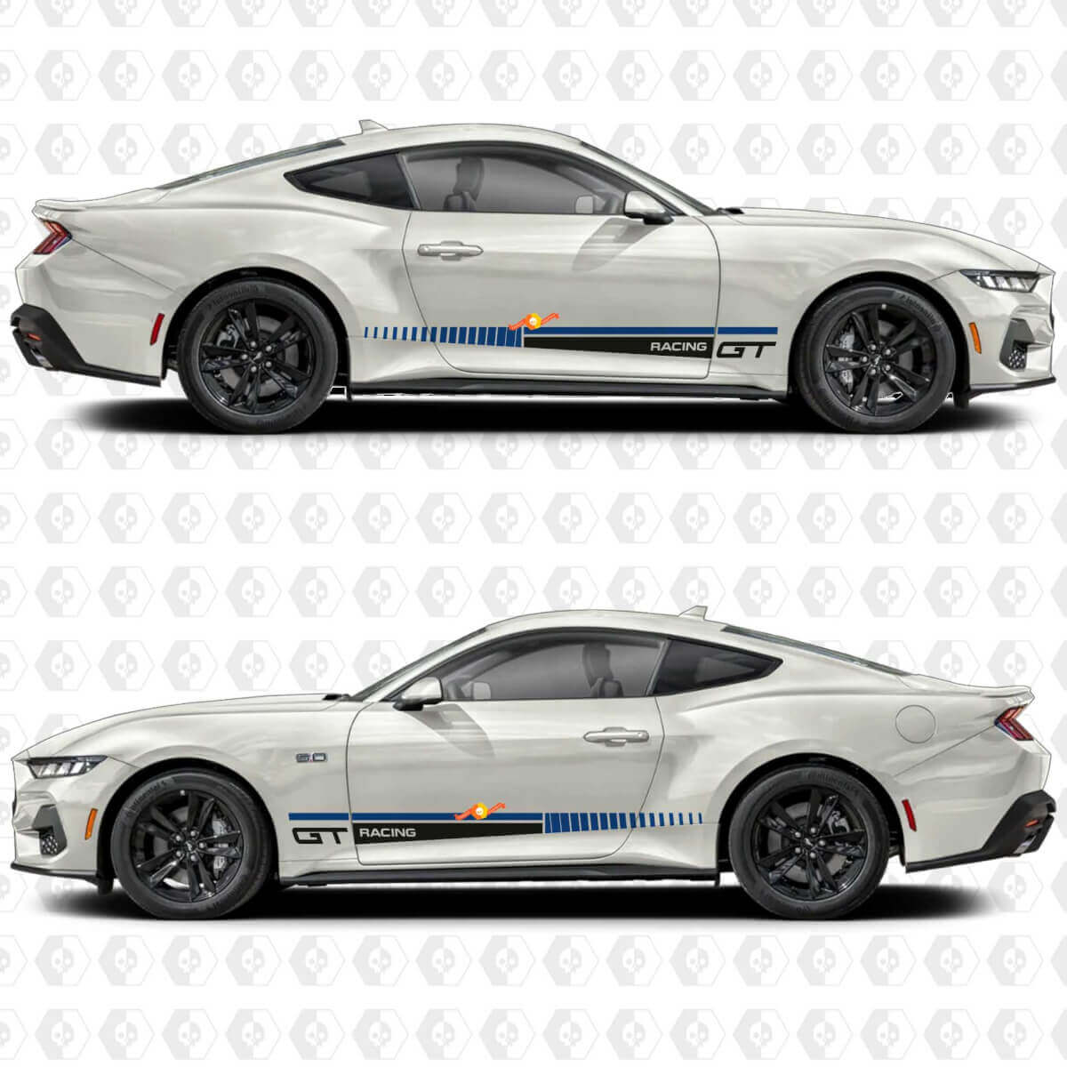 Adesivi in vinile a strisce laterali stile GT Racing per porte Ford Mustang