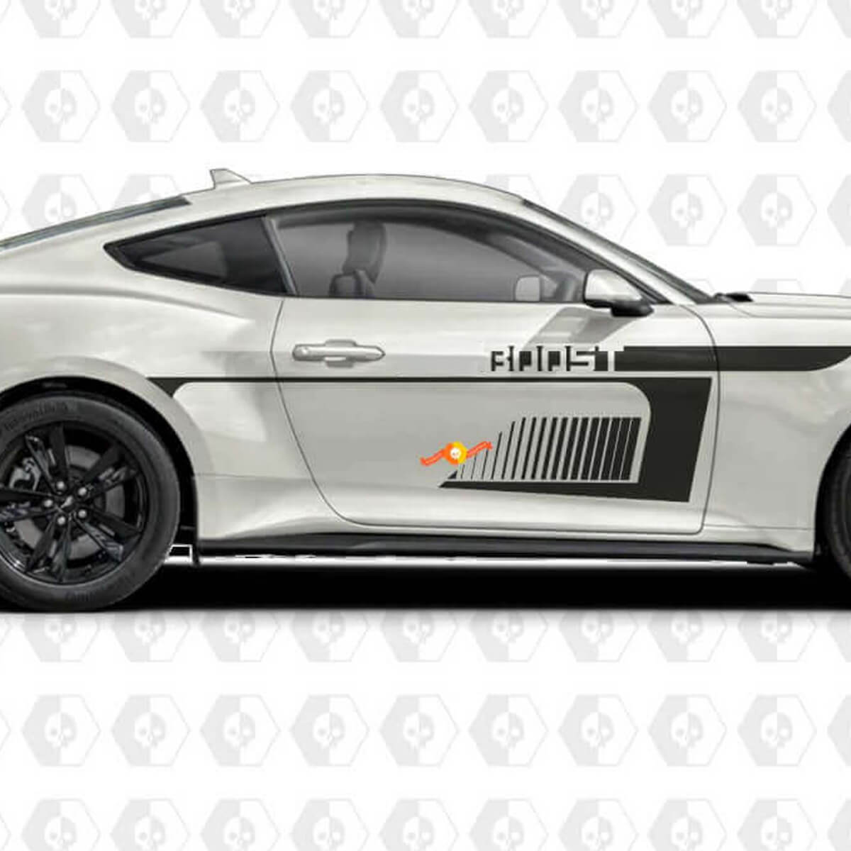 Adesivo Vinile Stripe a Spazio Negativo Laterale per Porta per Musclecar MusclecarModel