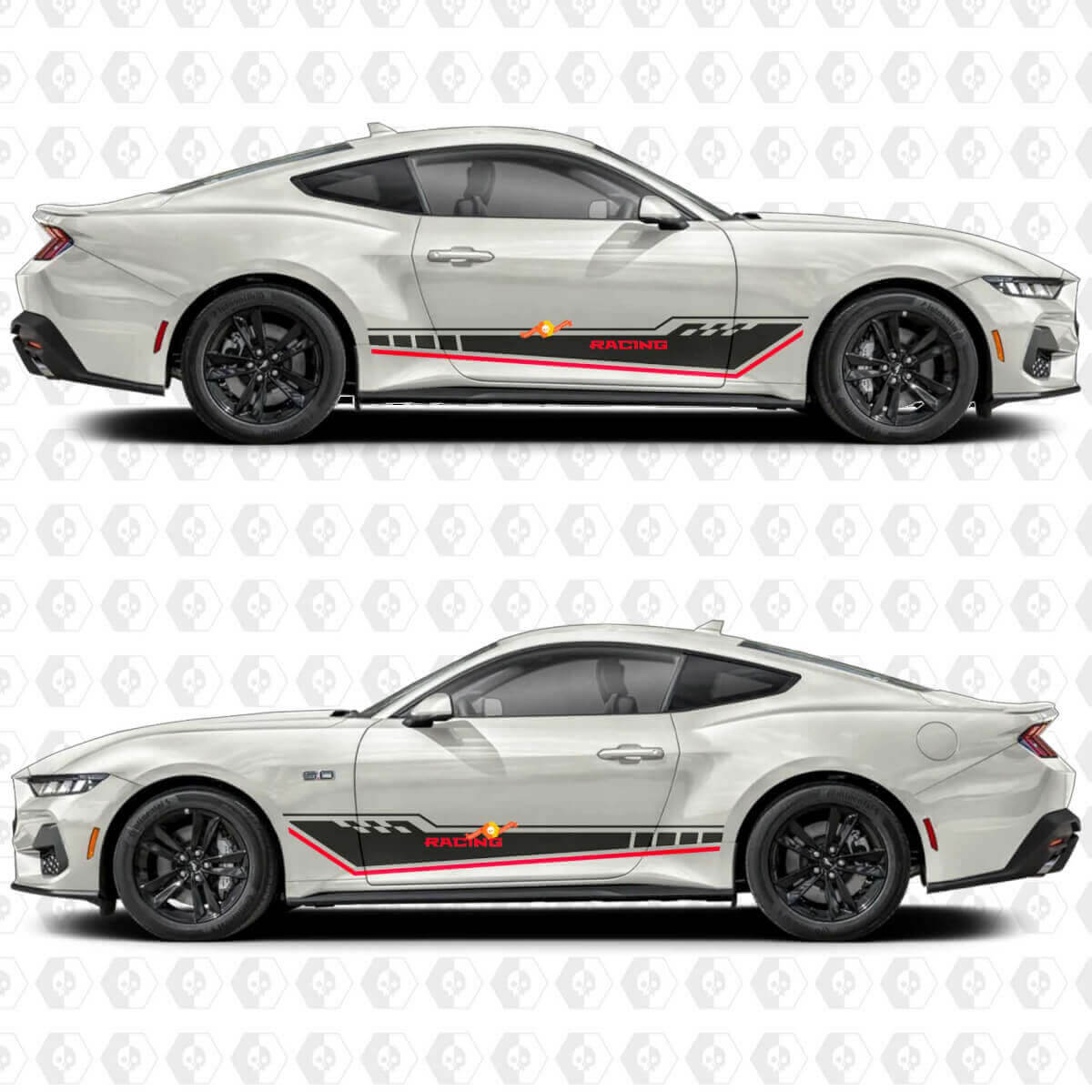 Adesivi in Vinile a Strisce Triple Racing per Porta Laterale per Musclecar Musclecarmodel