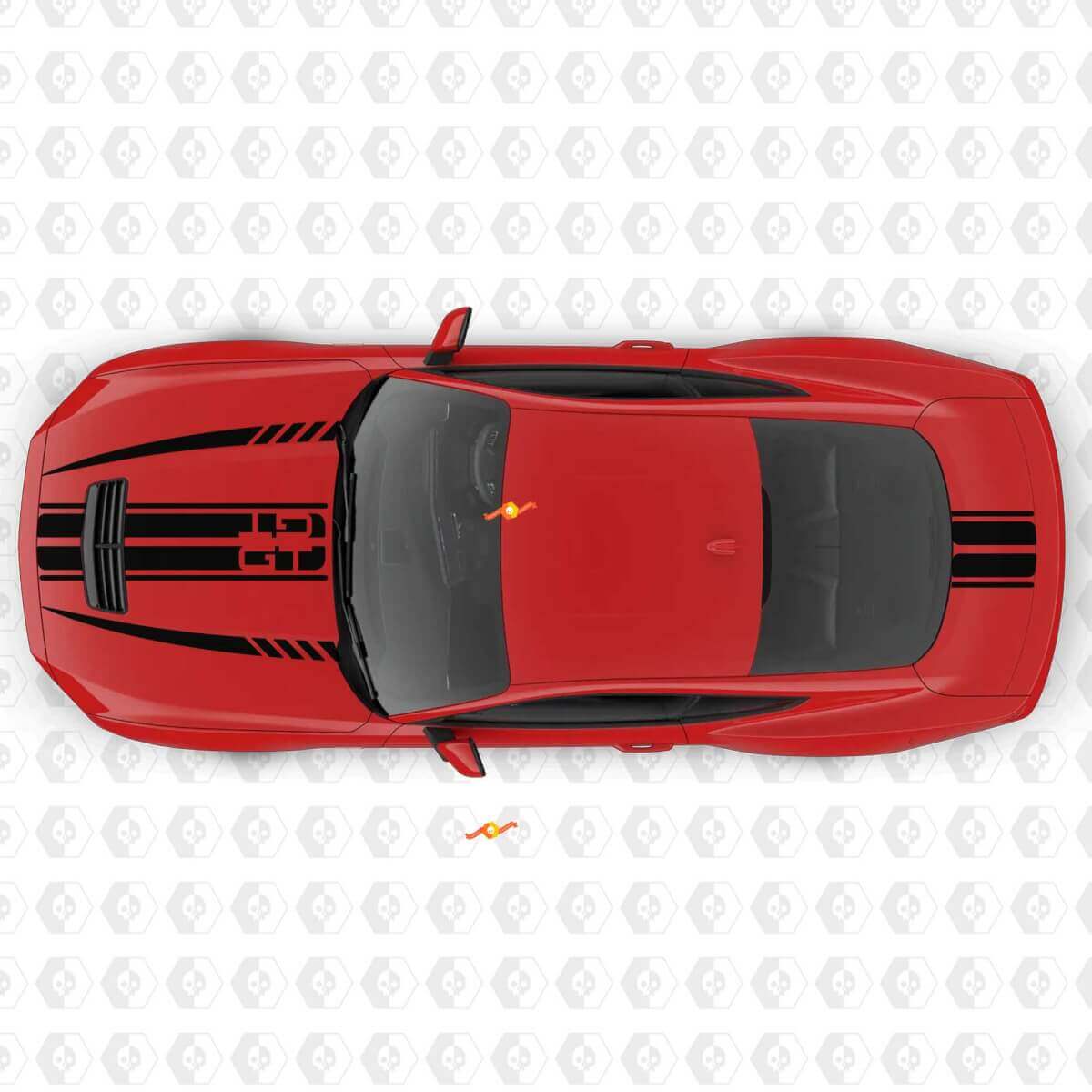 Strisce Muscolari Simmetriche GT Adesivi in Vinile per Cofano e Bagagliaio per Ford Mustang