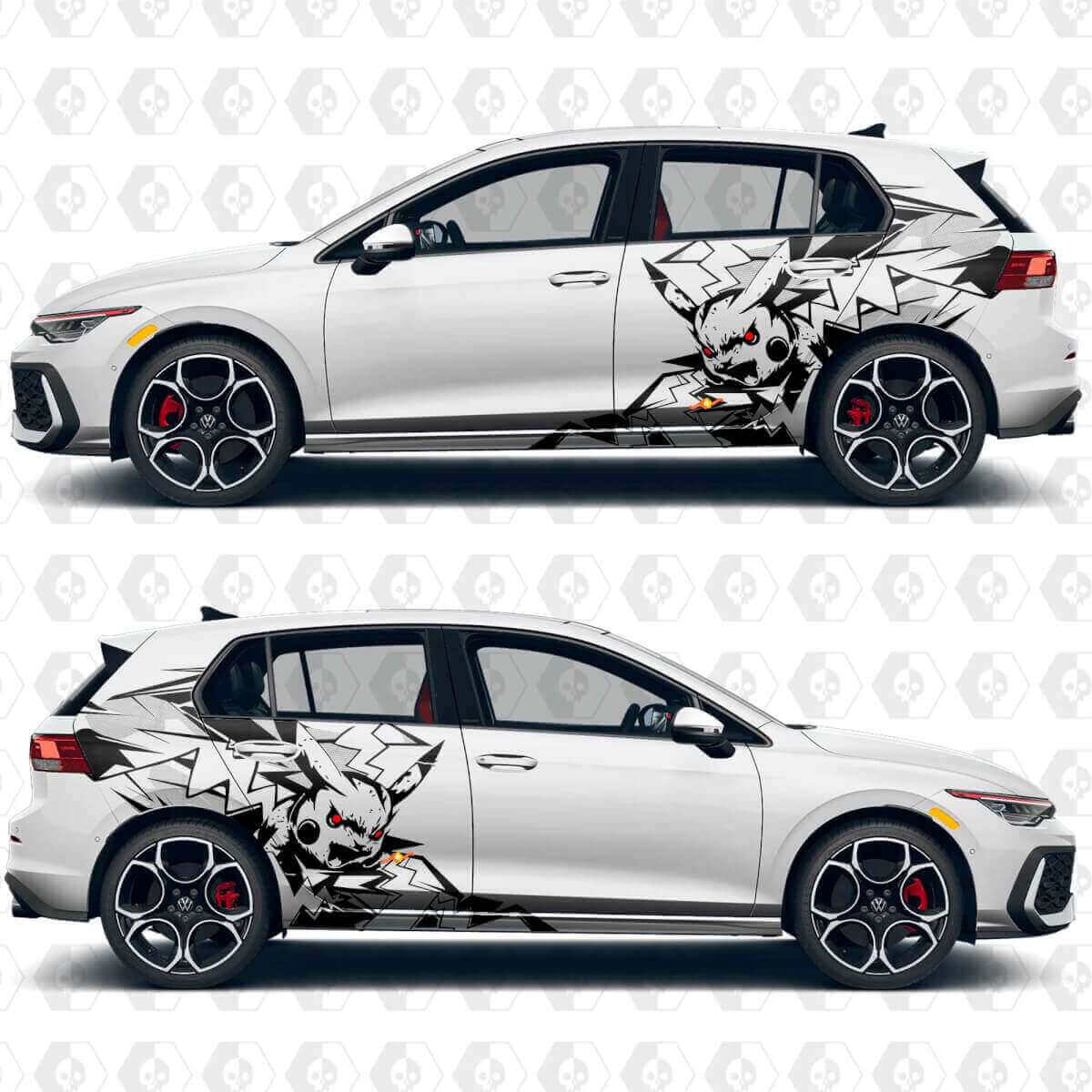 Kit di Adesivi in Vinile Fulmine di Pikachu per Paraurti Posteriore Volkswagen Golf