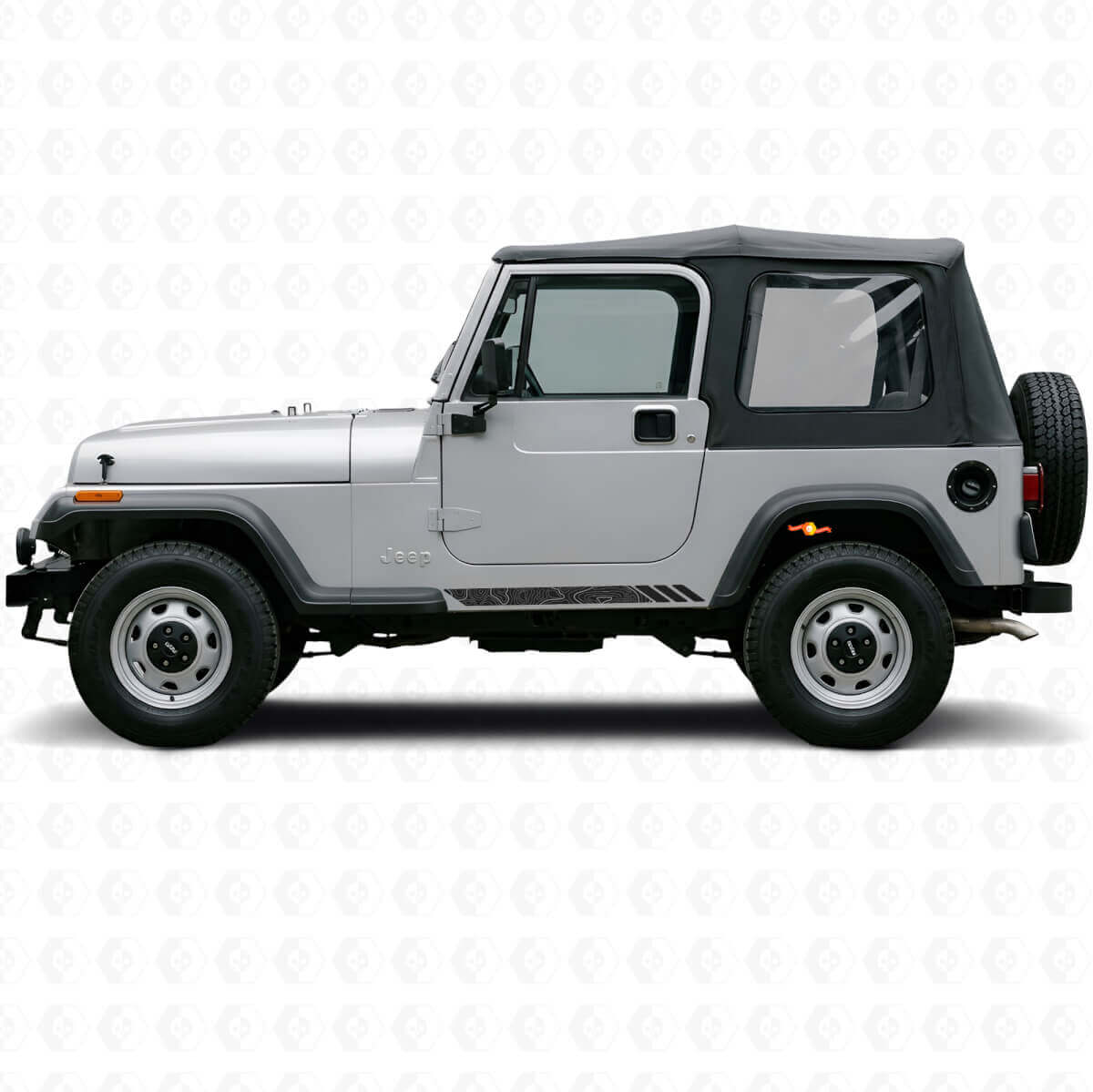 Adesivo decalcomania striscia da corsa topografica laterale per Jeep Wrangler YJ 1987-1995