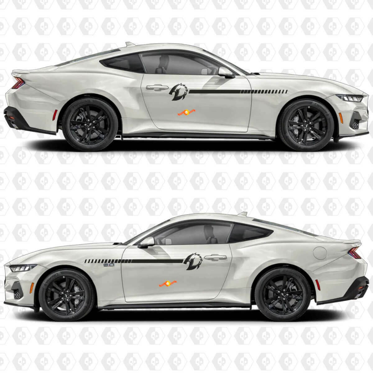 Adesivo in vinile con striscia ombra a cavallo per la porta laterale per Musclecar Musclecarmodel