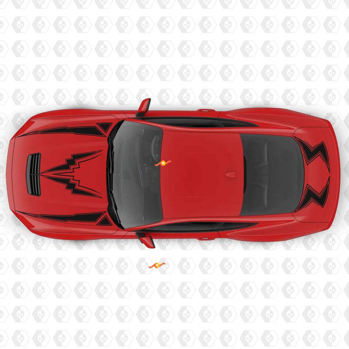 Adesivo Vinile a Strisce a Fulmine per Cofano e Bagagliaio Ford Mustang