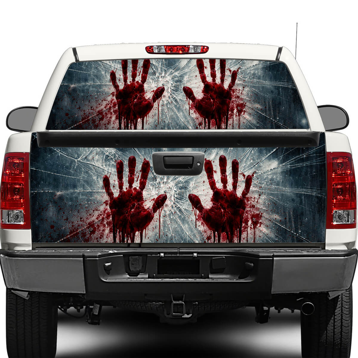 Adesivo in Vinile Mani Zombie su Vetro Posteriore Rotto o Portellone per Pick-up e SUV