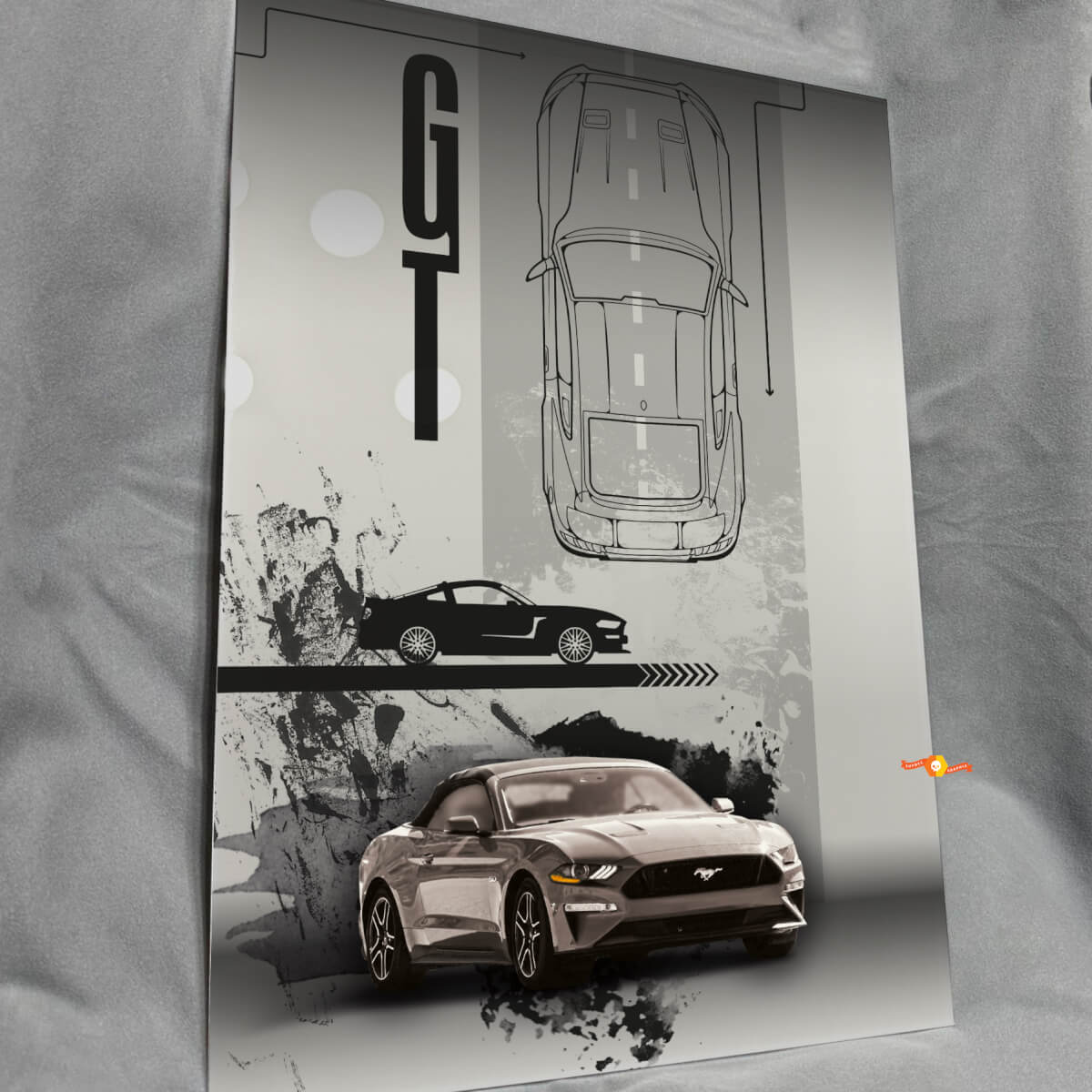 Pannello Artistico da Parete in Acrilico Lucido Custom GT per Appassionati della Ford Mustang