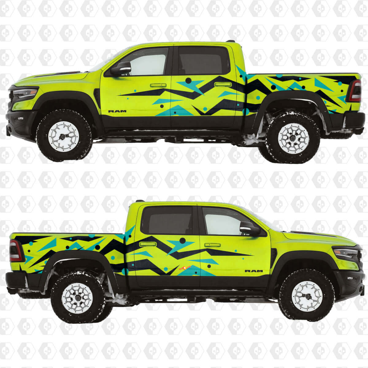 Kit di adesivi laterali in vinile con grafica astratta geometrica per Dodge RAM 1500 TRX