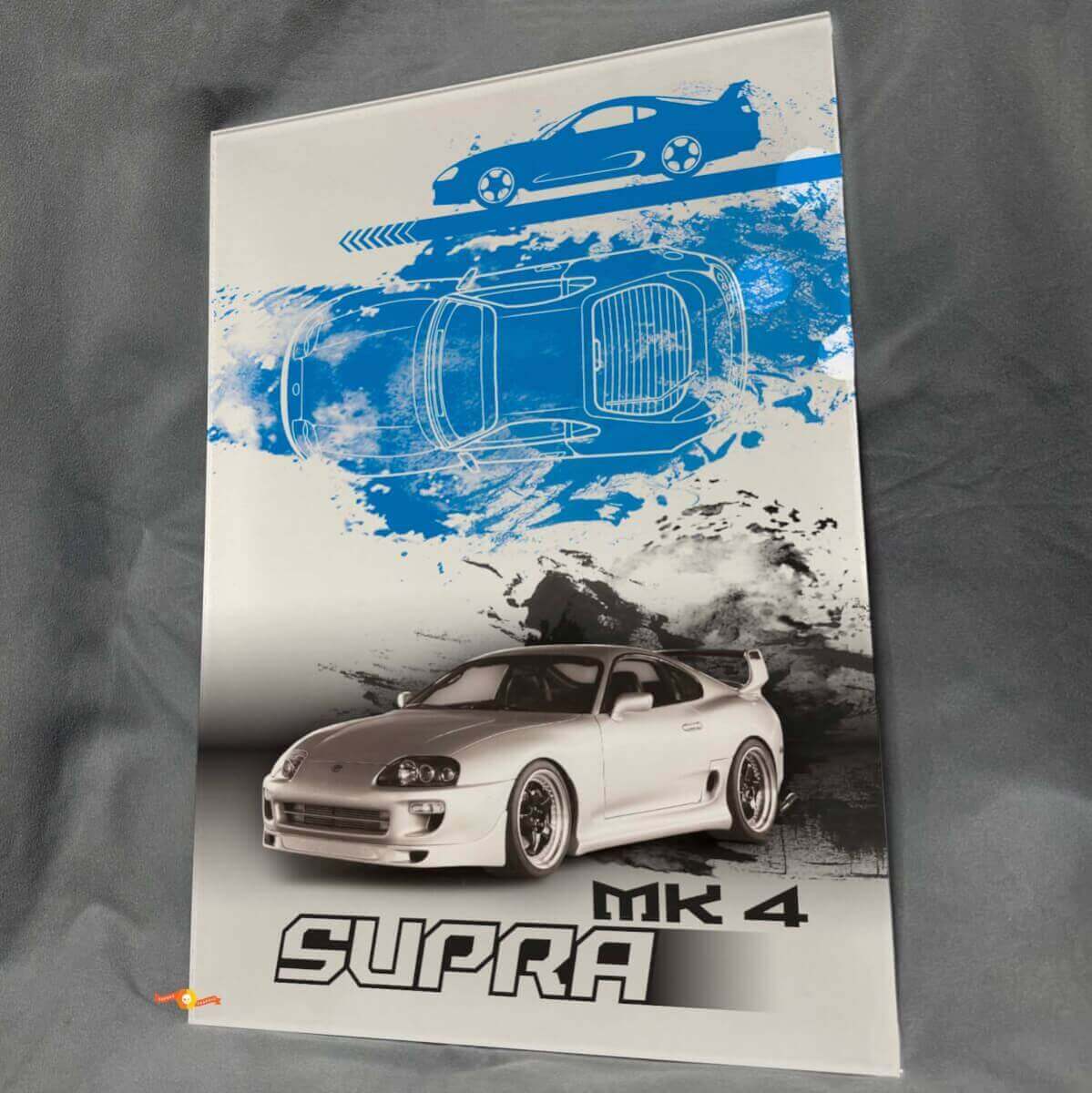 Pannello artistico da parete in acrilico lucido personalizzato per garage per appassionati di Toyota Supra