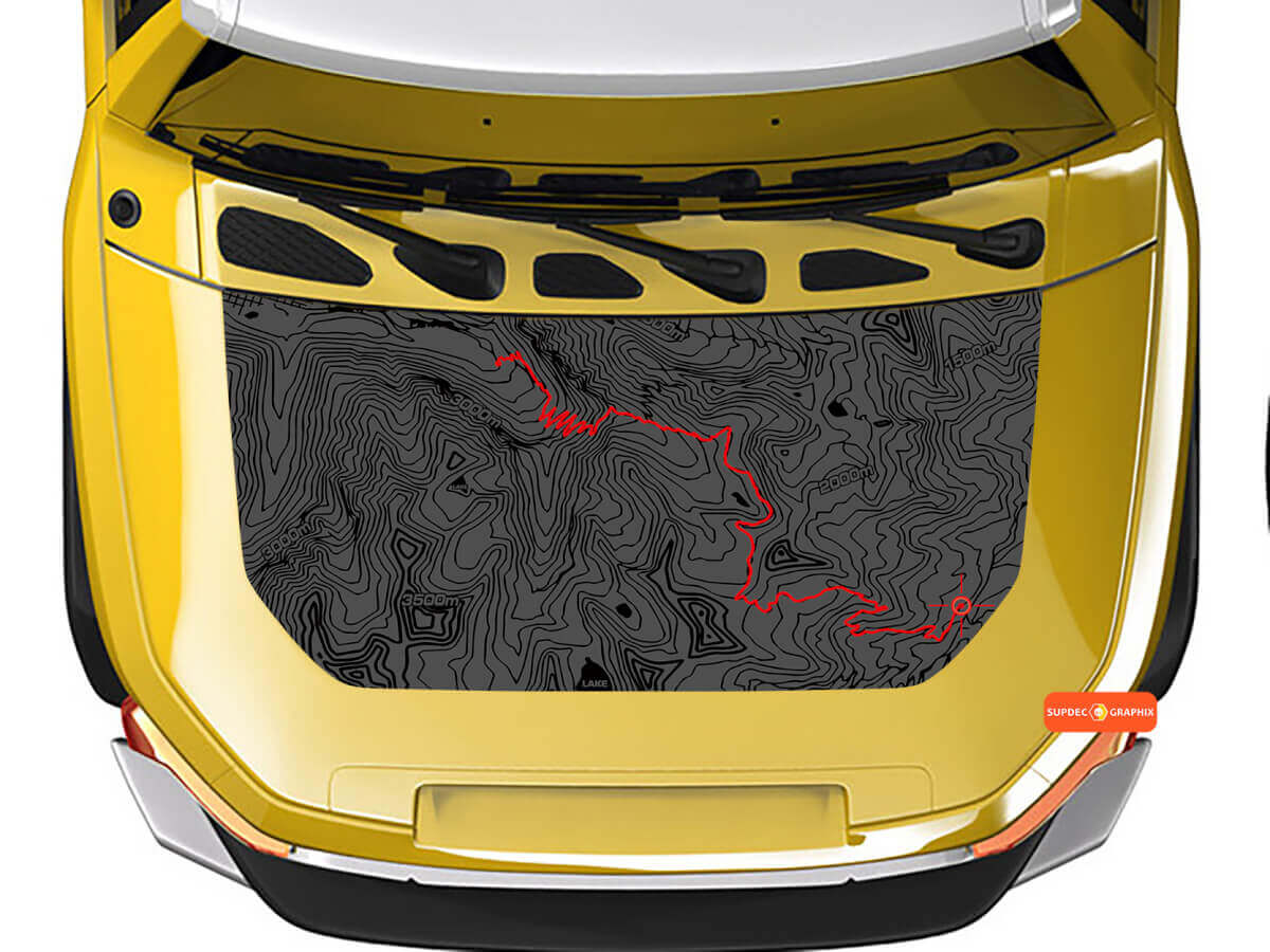 Adesivo in Vinile con Mappa Topografica Off Road per Cofano Toyota FJ Cruiser