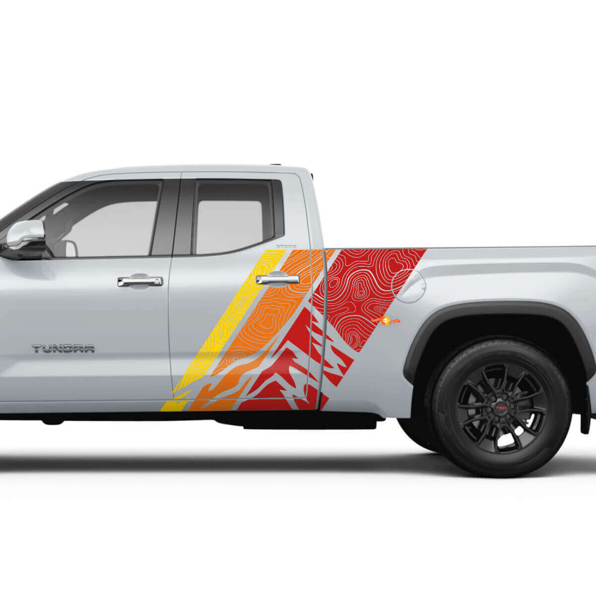 Adesivi in Vinile a Strisce Stile Topografico Montagne Vintage per Porta Posteriore Laterale Toyota Tundra CrewMax