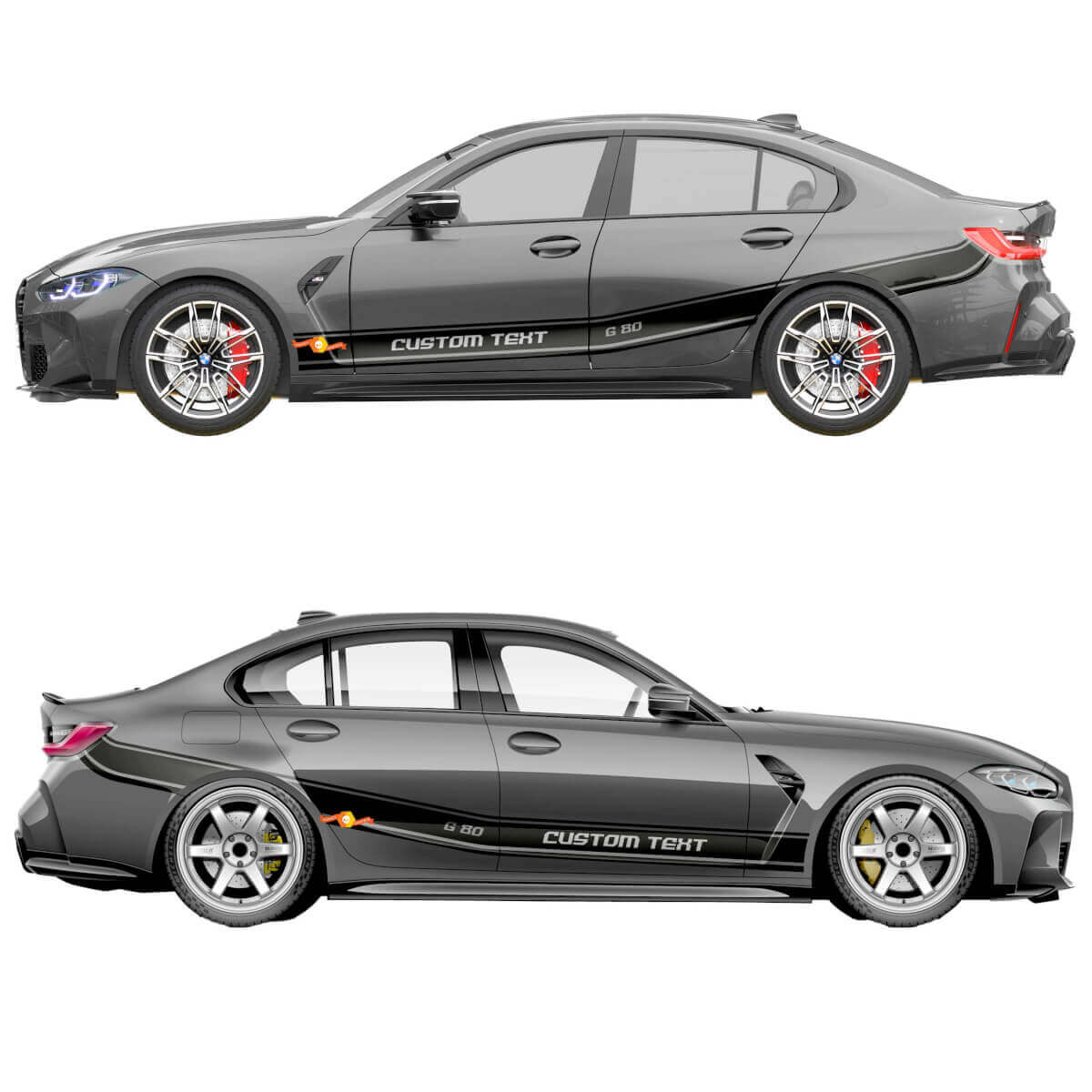 Adesivo in Vinile con Scritta M Performance a Strisce per Porte Laterali Fianchetto per BMW M3 G80