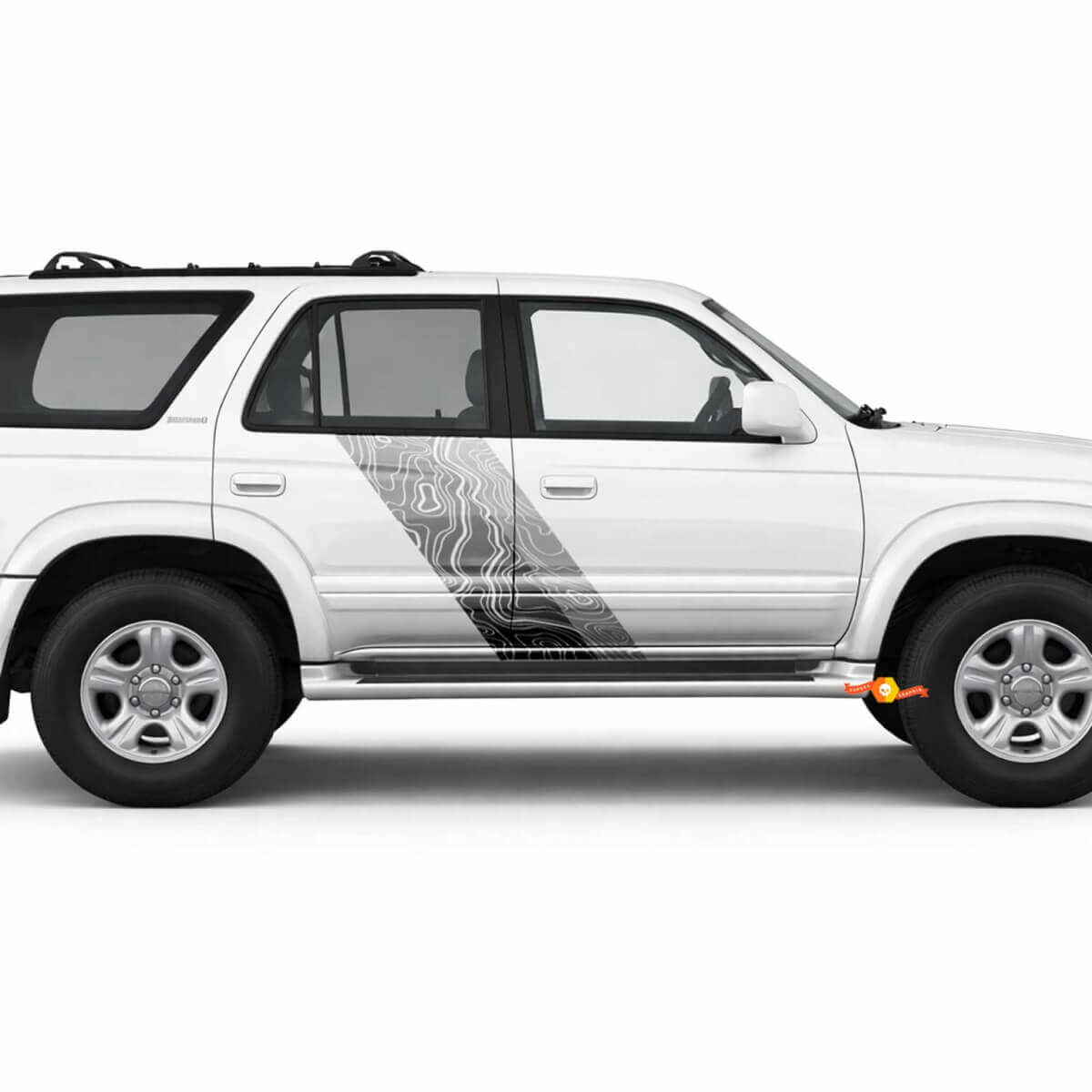 Adesivi Laterali in Vinile con Doppie Strisce Stile Mappa Topografica per Toyota 4Runner 1995-2002