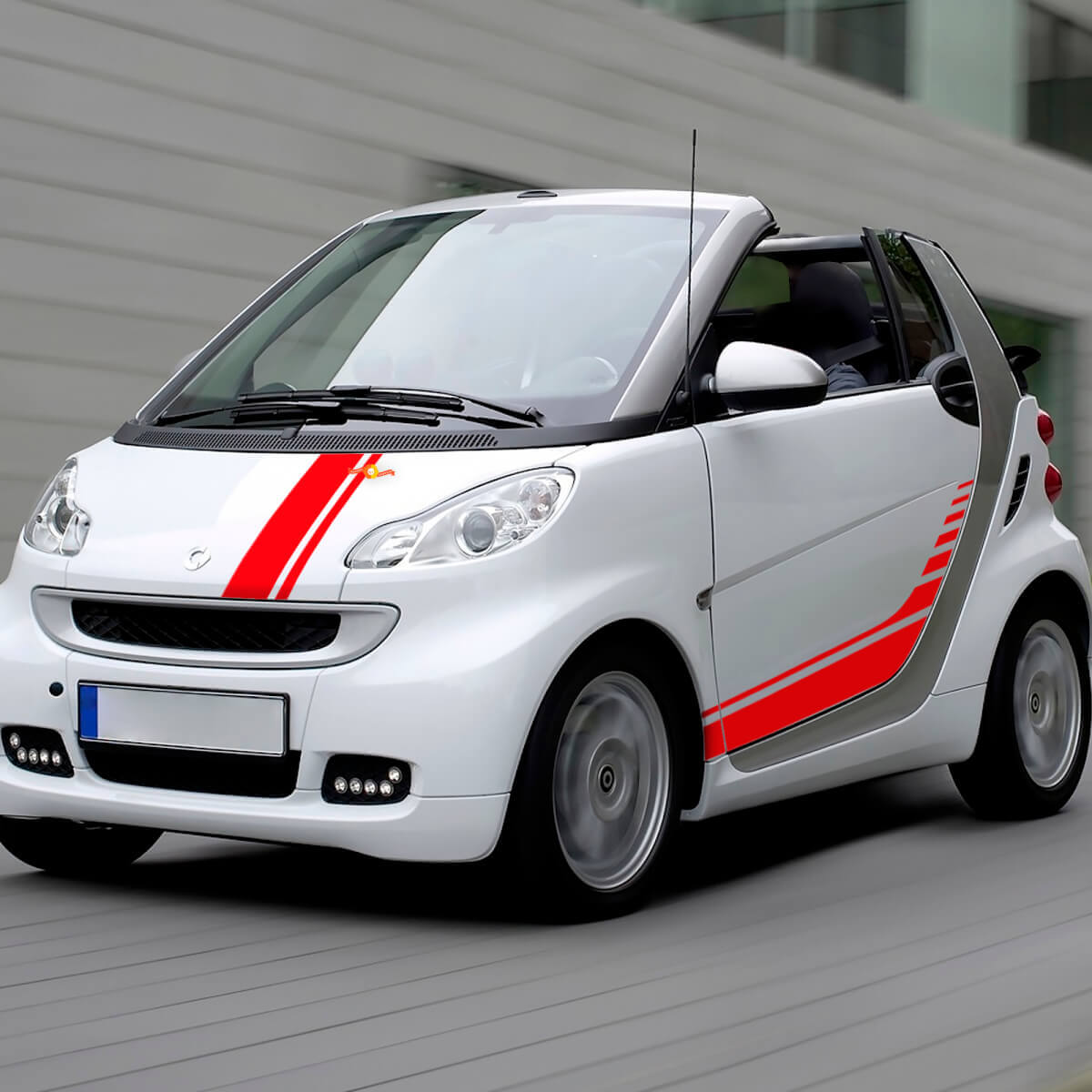 Kit di adesivi in vinile a strisce da corsa per cofano e fianco per Smart