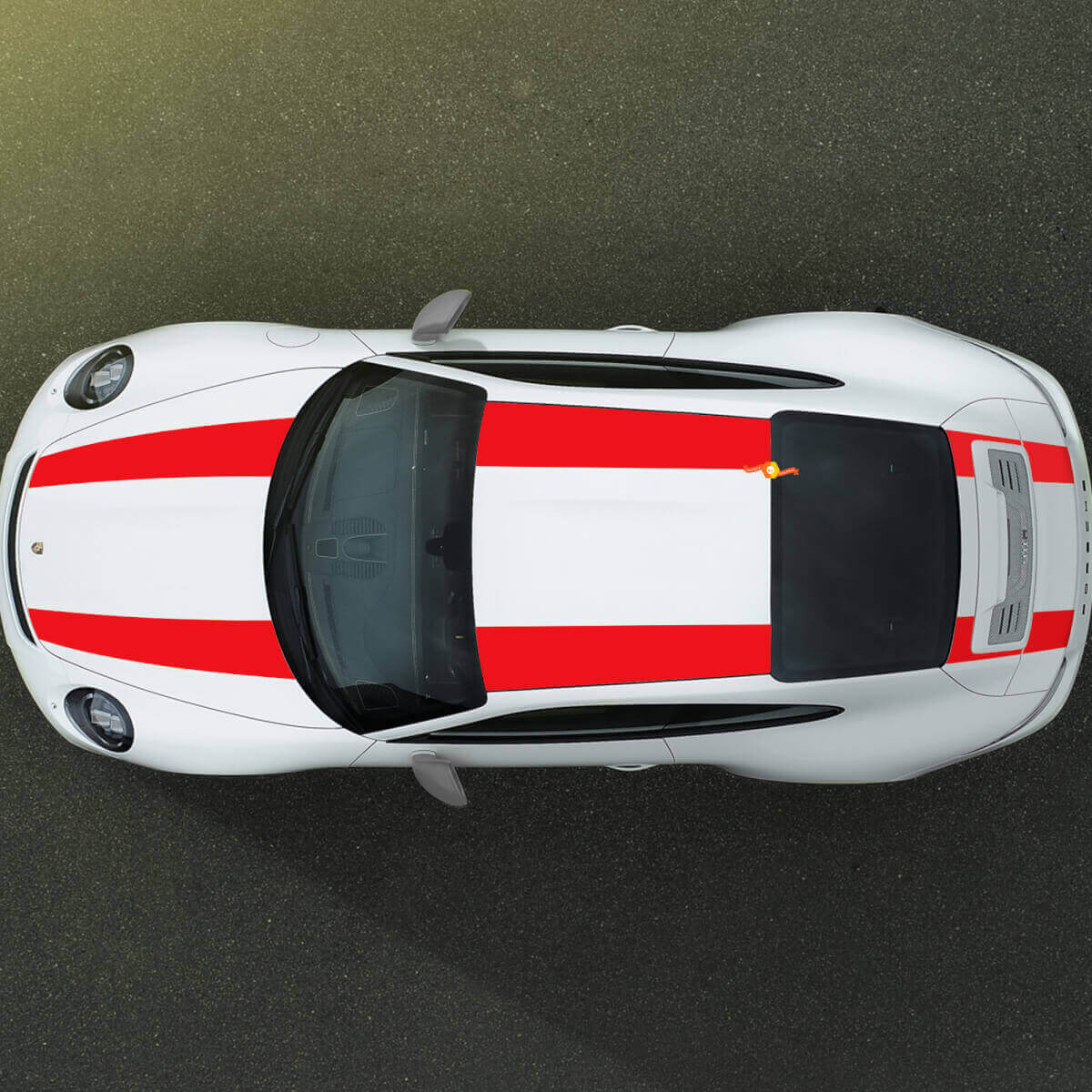Kit di Adesivi in Vinile a Doppia Striscia Larga per Cofano, Tetto e Bagagliaio per Porsche 911R