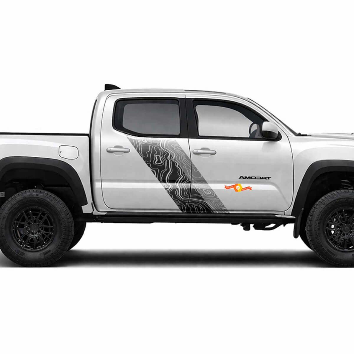 Adesivi laterali in vinile a doppie strisce stile mappa topografica per Tacoma 2015-2023