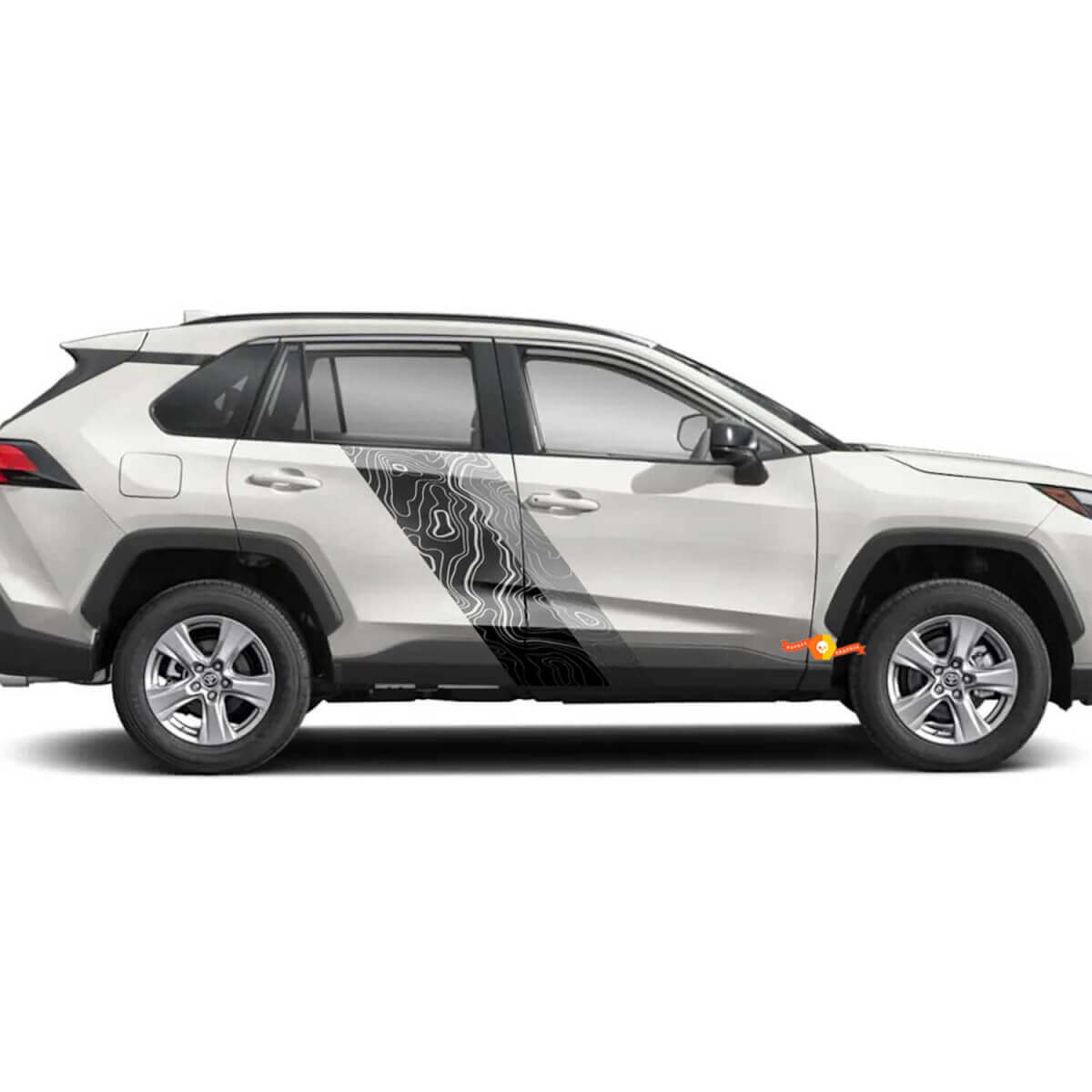Adesivi in Vinile Strisce Laterali Porta Stile Mappa Topografica per Toyota RAV4 2019-2025