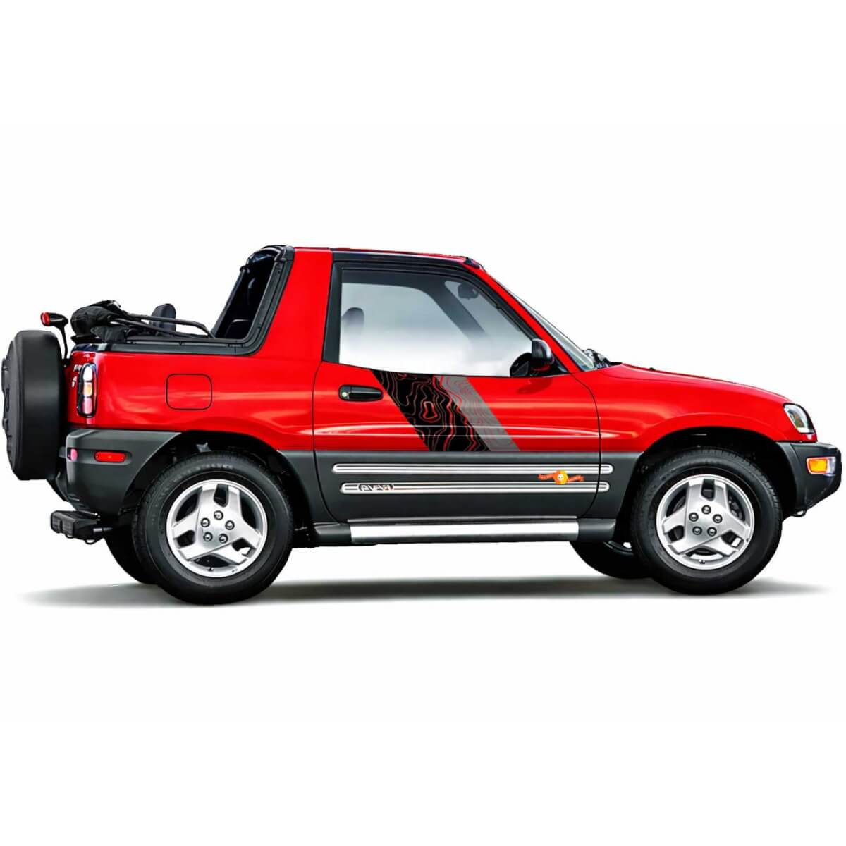 Adesivi in Vinile Strisce Laterali Stile Carta Topografica per Toyota RAV4 1994-2000