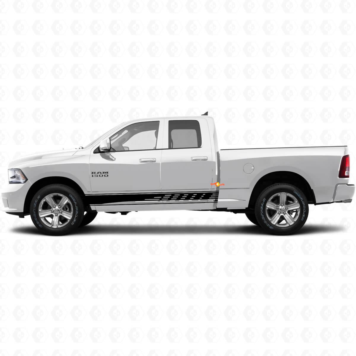 Adesivo Vinile a Strisce Forate Laterale Porta Grafica per Dodge Ram 1500 2011-2018