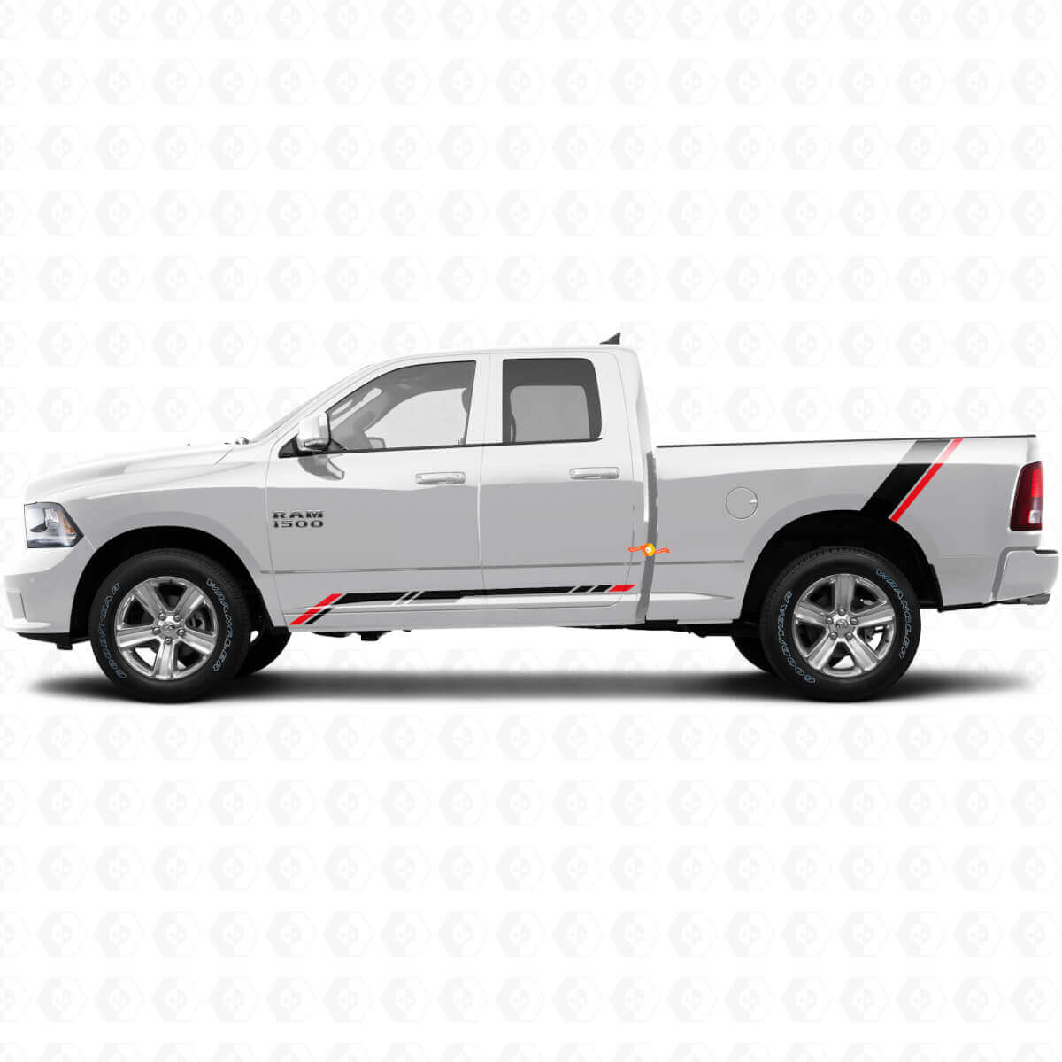 Adesivo in Vinile a Strisce a Scacchi per Pannello Laterale Posteriore per Dodge Ram 1500 2011-2018