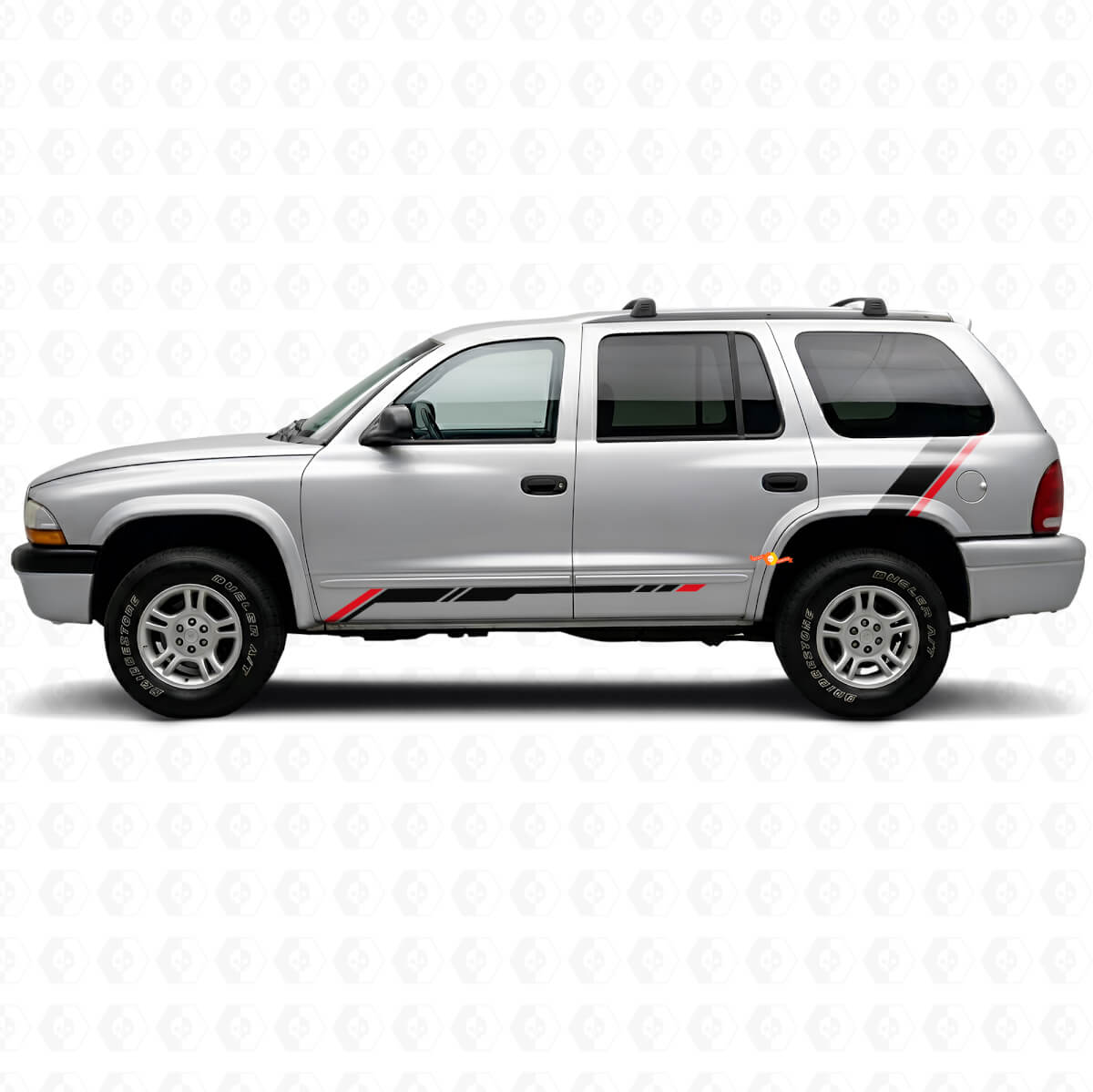 Adesivo in Vinile a Strisce a Scacchi per Battitacco Posteriore Laterale Dodge Durango 1998-2003