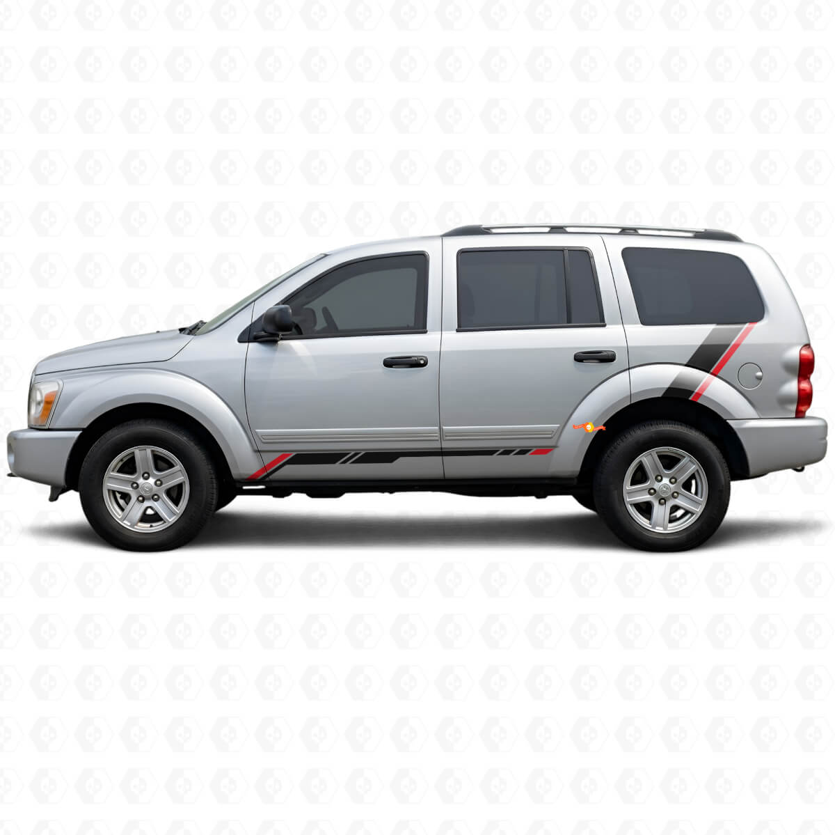 Adesivo in vinile a strisce a scacchi per pannello sottoporta posteriore Dodge Durango 2004-2009