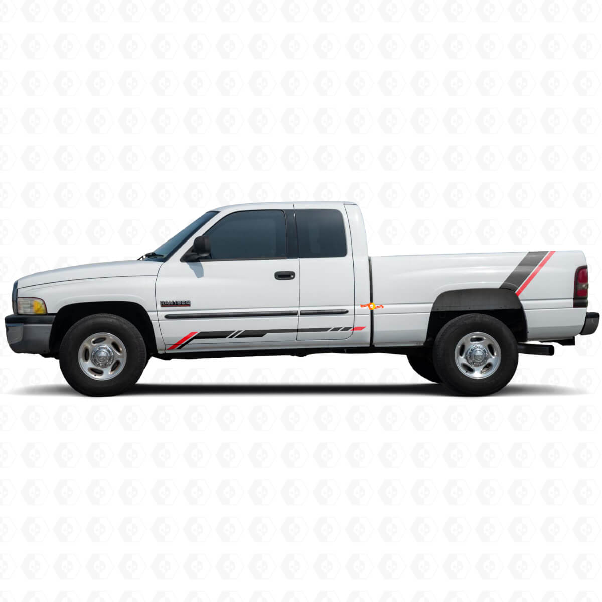Adesivo in Vinile con Strisce a Scacchi per il Pannello Laterale Posteriore per Dodge Ram 1500 1994-2001