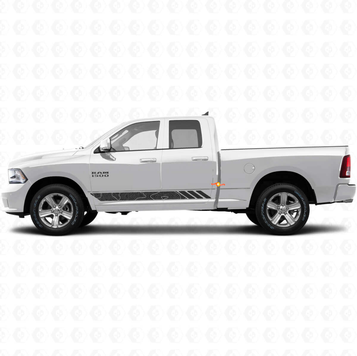 Adesivo Vinil Strisce Stile Topografico per Porte Dodge Ram 1500 2011-2018