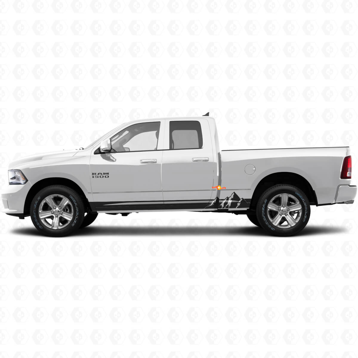 Adesivo in Vinile con Strisce Larghe a Montagne per Battitacco Dodge Ram 1500 2011-2018