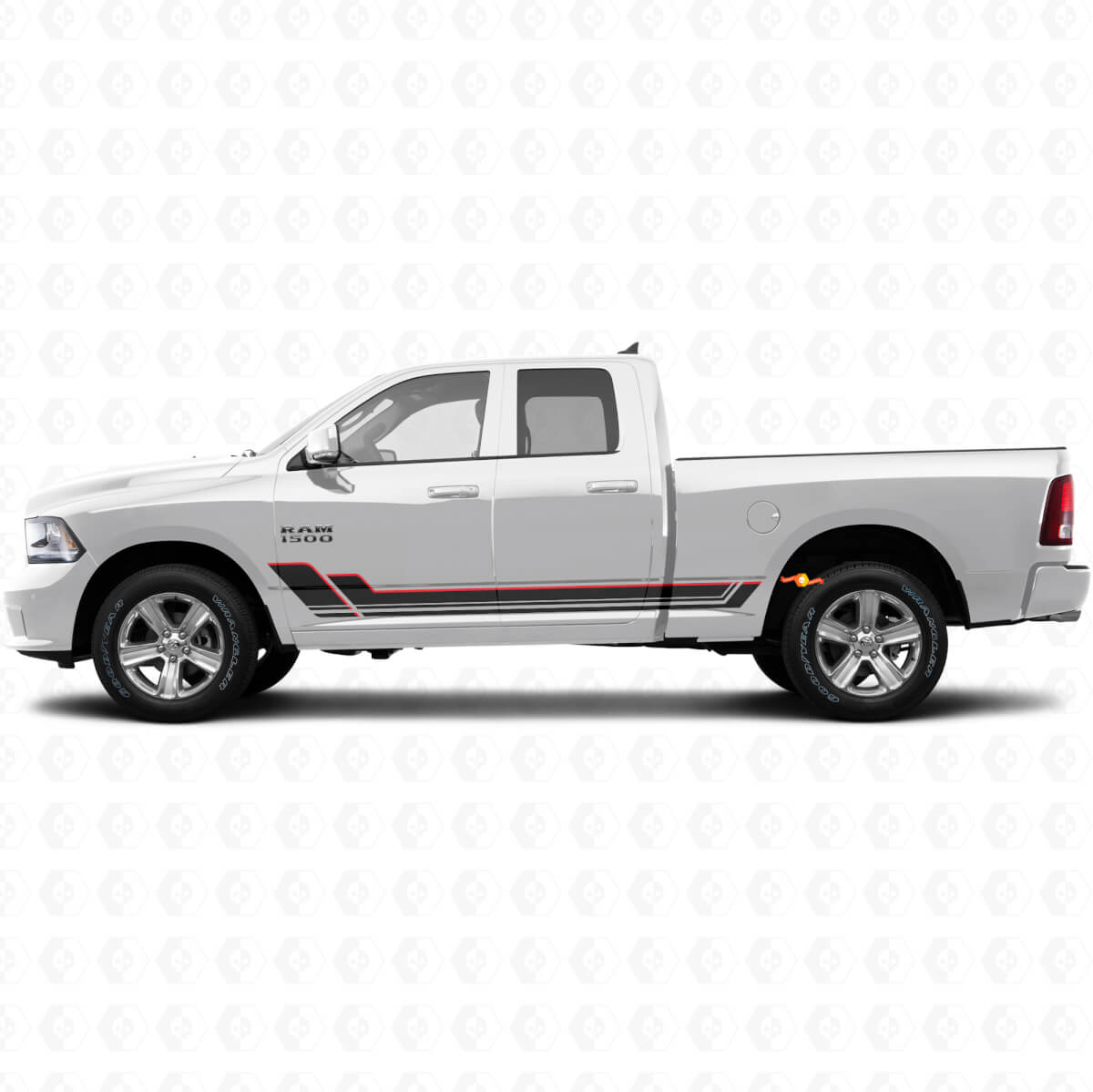Kit adesivi in vinile a strisce gemelle per soglia portiera Dodge Ram 1500 2011-2018