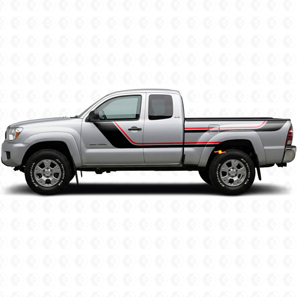 Kit di Adesivi in Vinile con Strisce Gemelle per Porta e Fianco Posteriore per Toyota Tacoma 2004-2015