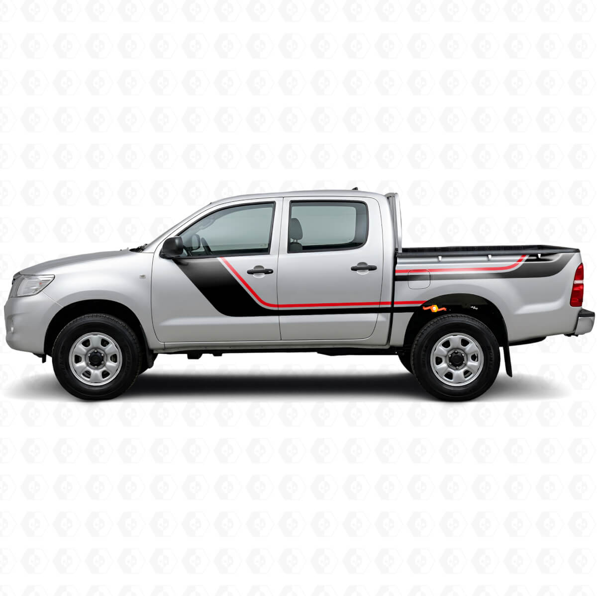Kit di Adesivi Vinile a Due Strisce per Portiere e Laterale Posteriore per Toyota Hilux 2004-2015