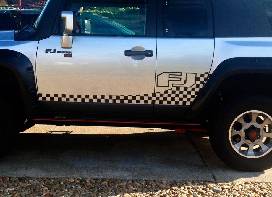 Adesivo per decalcomania in vinile con strisce a scacchi per porta laterale Toyota FJ Cruiser