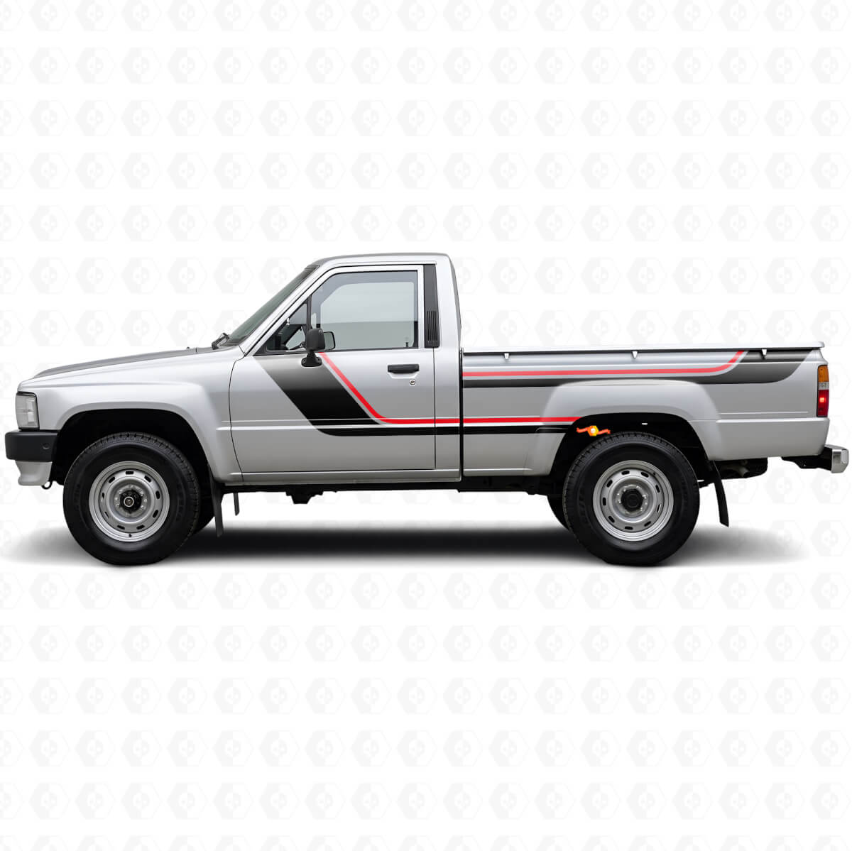 Kit di adesivi in vinile con doppie strisce per porta e fianco posteriore per Toyota Hilux 1983-1988