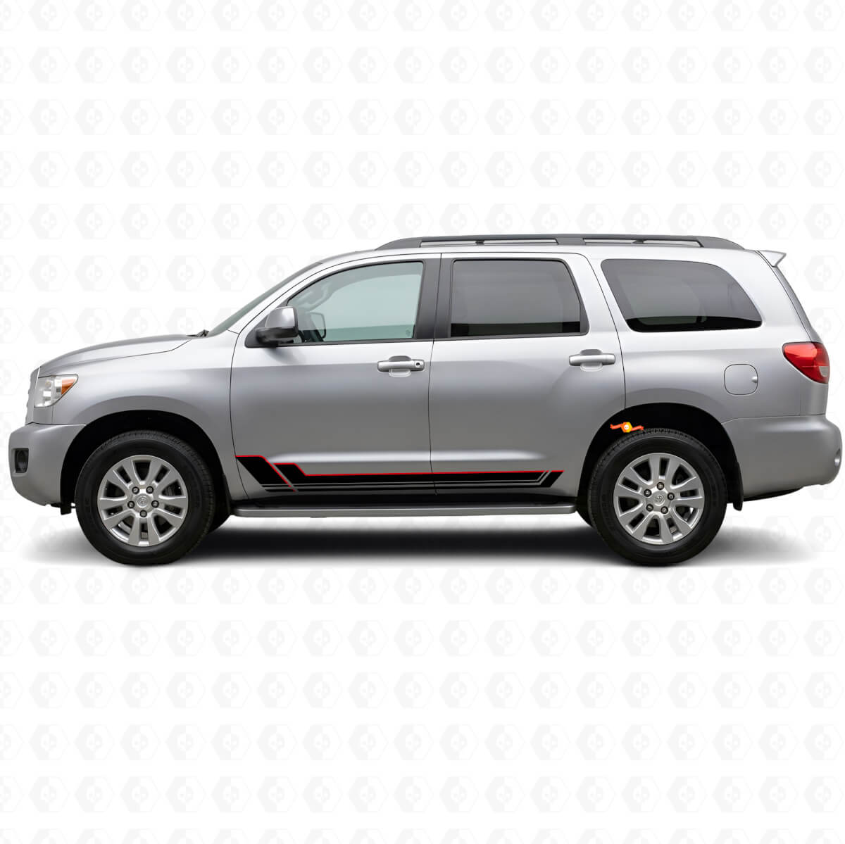 Kit di adesivi in vinile con strisce gemelle per minigonne Toyota Sequoia 2007-2022