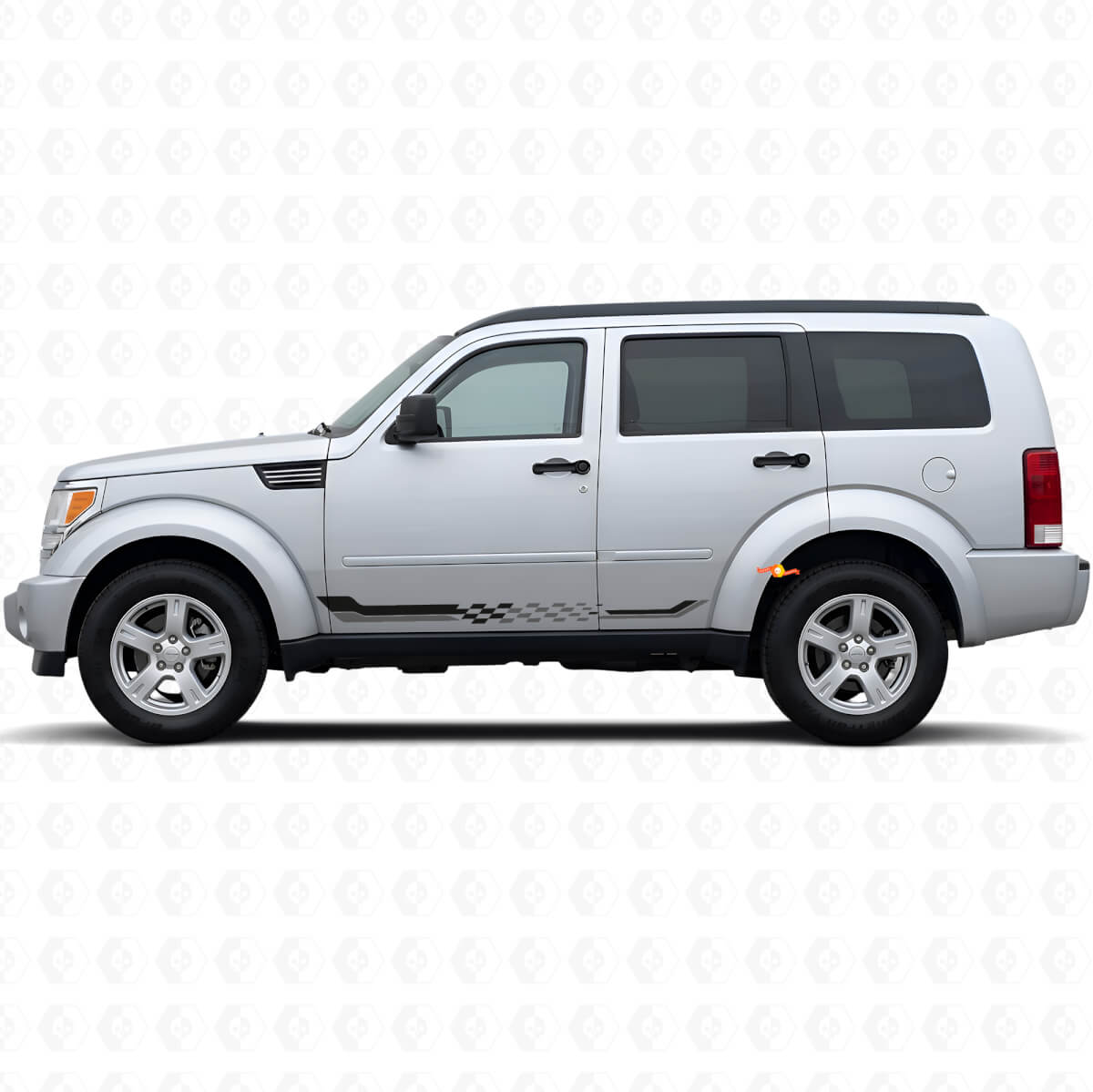 Adesivo in Vinile a Strisce Laterali a Scacchi per Dodge Nitro 2007-2011