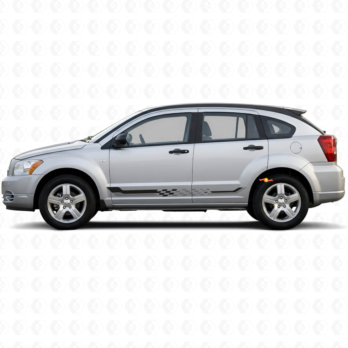 Adesivo in Vinile con Strisce Laterali a Scacchi per Dodge Caliber 2007-2012