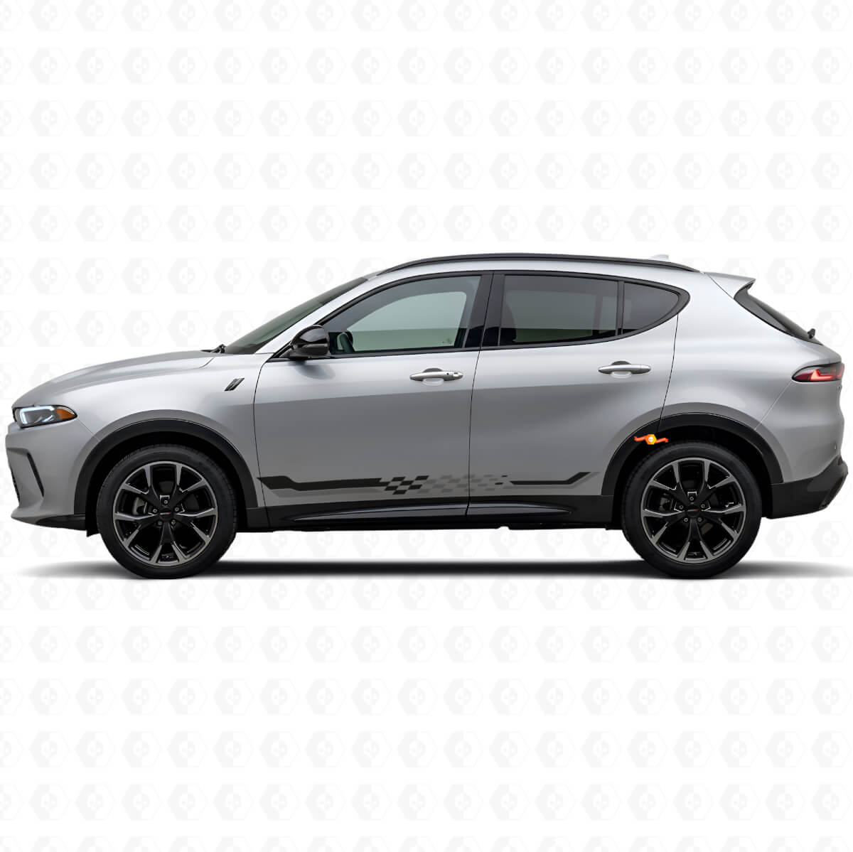 Adesivo in Vinile con Strisce Laterali a Bandiera a Scacchi per Dodge Hornet 2023+