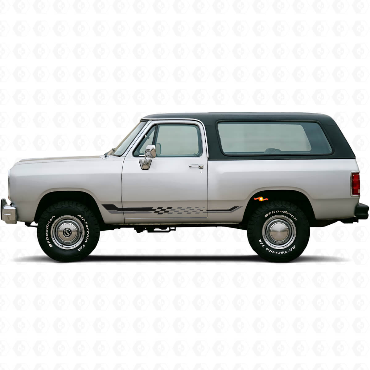 Adesivo in Vinile a Strisce Laterali a Scacchi per Dodge Ramcharger 1974-1993