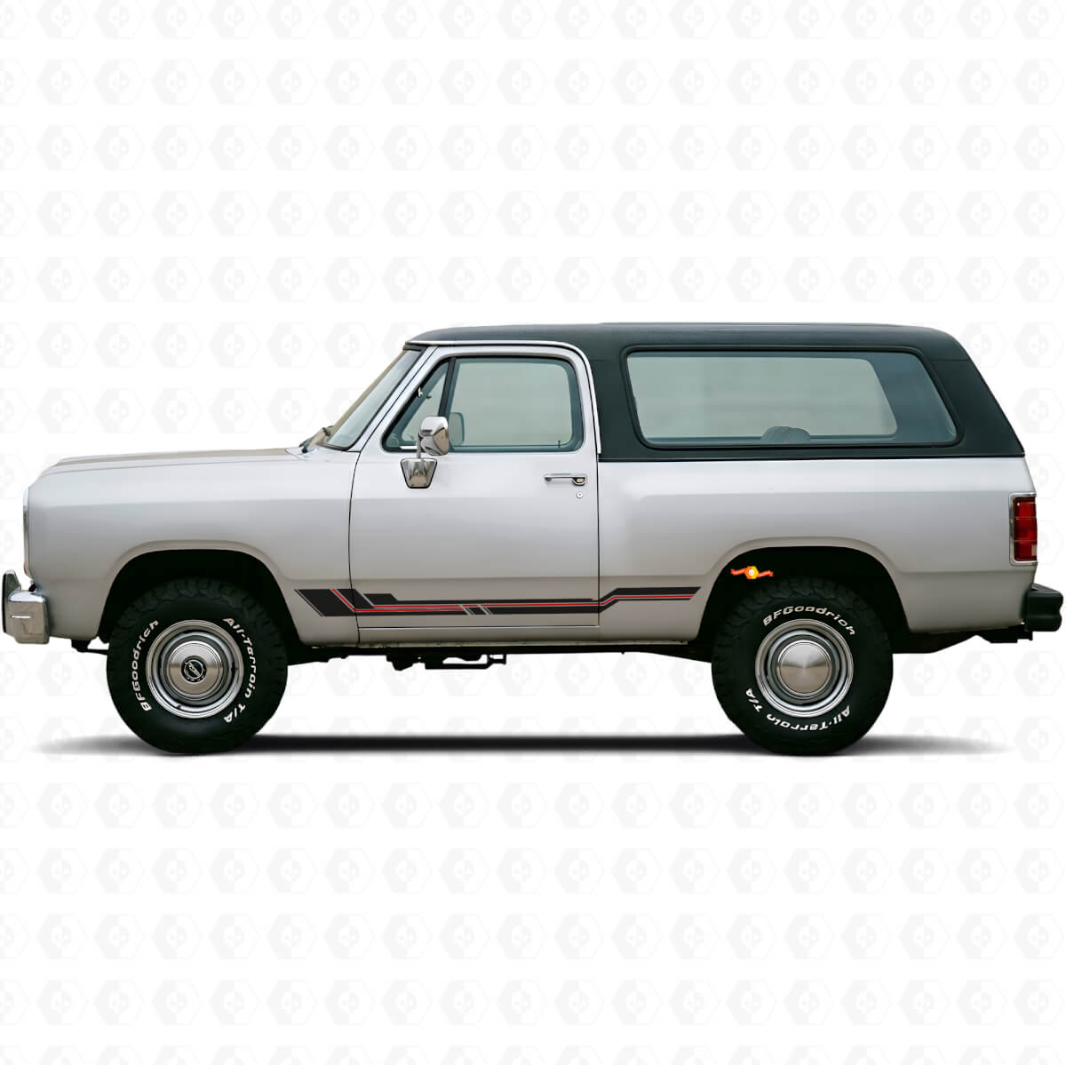Adesivo in Vinile con Strisce Curvate per Battitacco Dodge Ramcharger 1974-1993