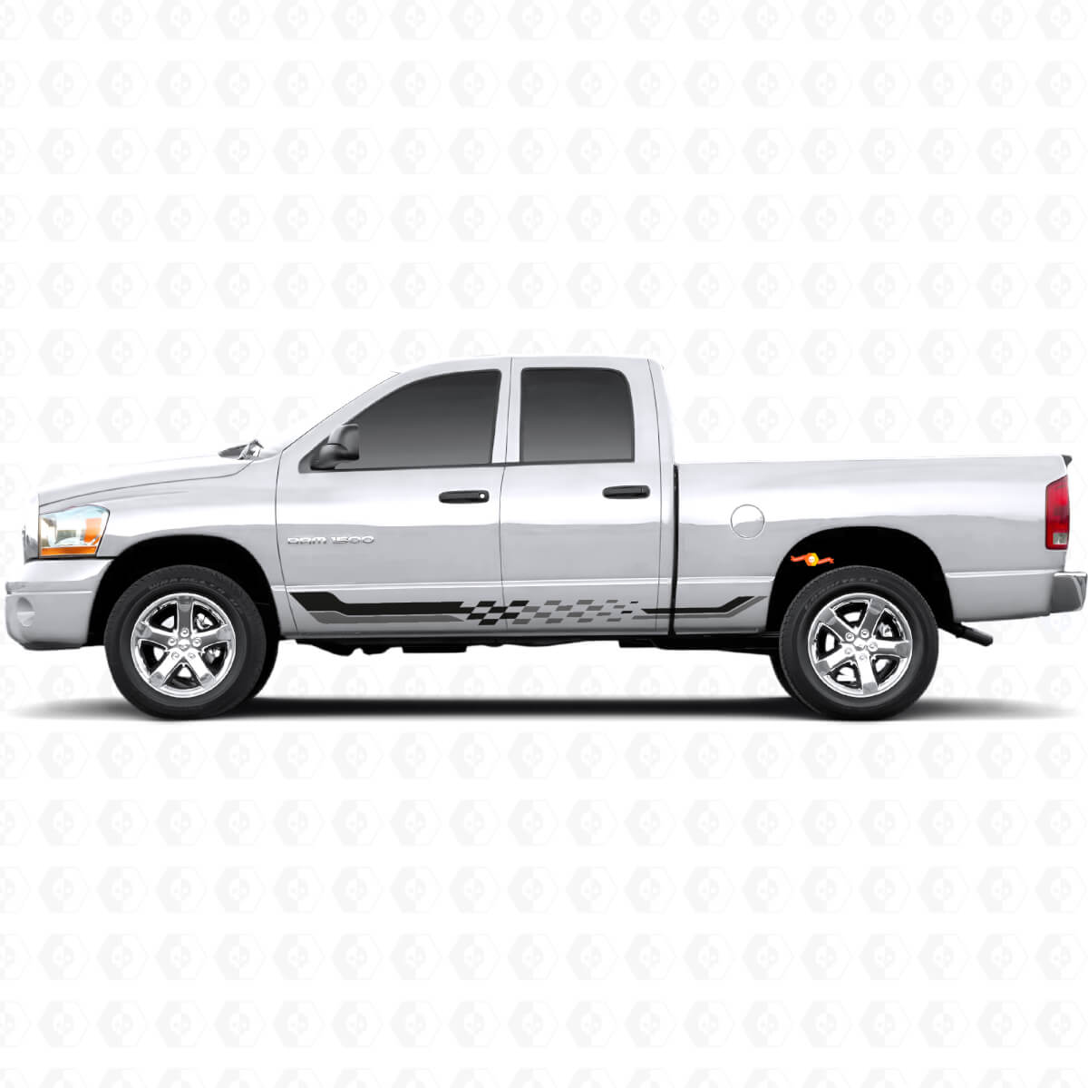 Adesivo in Vinile con Strisce Laterali a Scacchi per Dodge Ram 1500 2002-2008