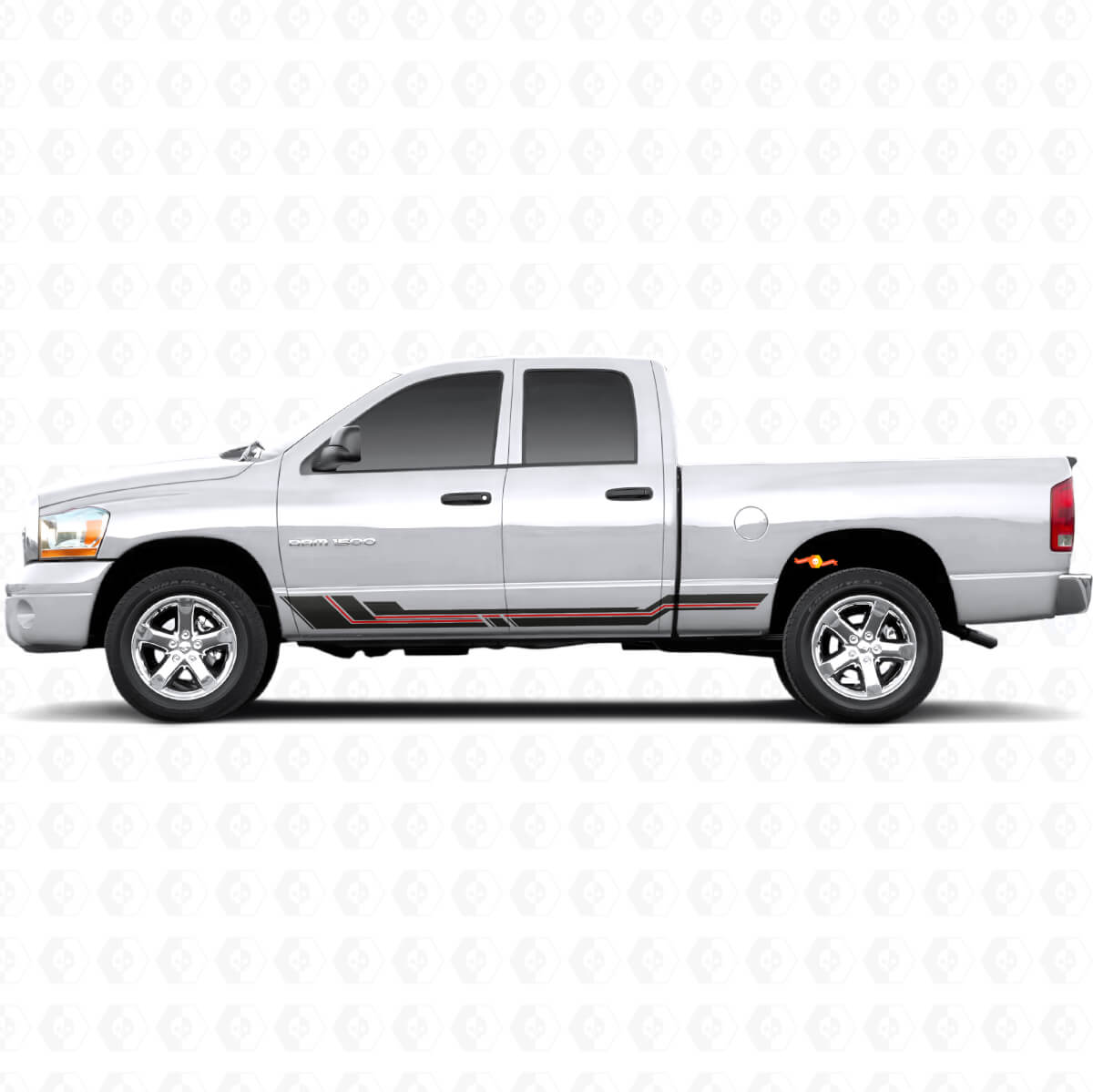 Adesivo in Vinile con Strisce Curve per Minigonne Dodge Ram 1500 2002-2008