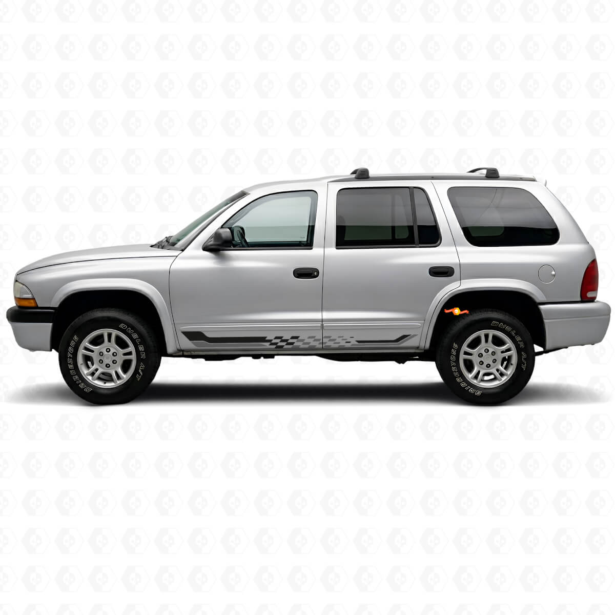 Adesivo Vinile a Strisce Laterali a Scacchi per Dodge Durango 1998-2003