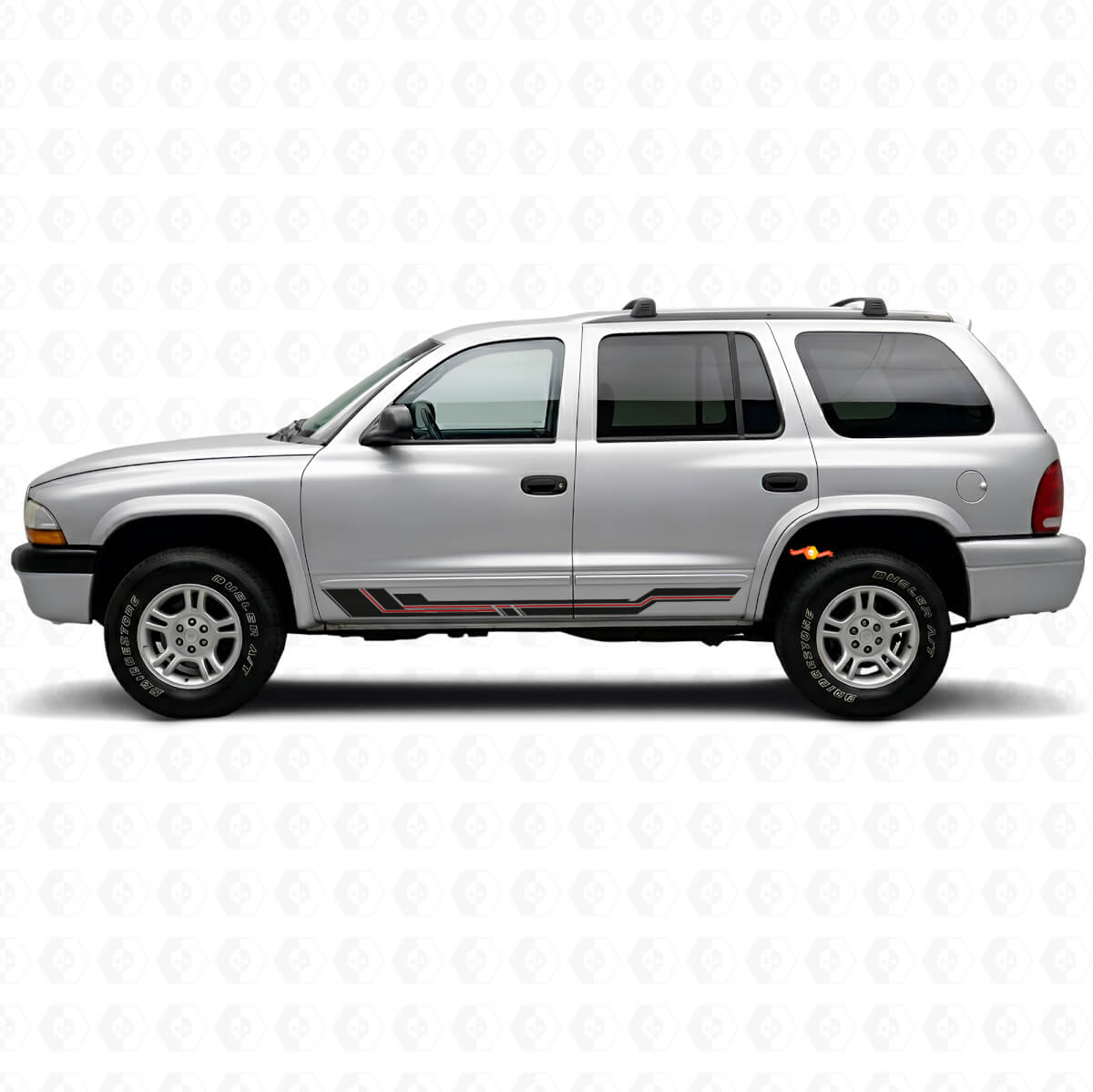 Adesivo in vinile con strisce curve per battitacco Dodge Durango 1998-2003